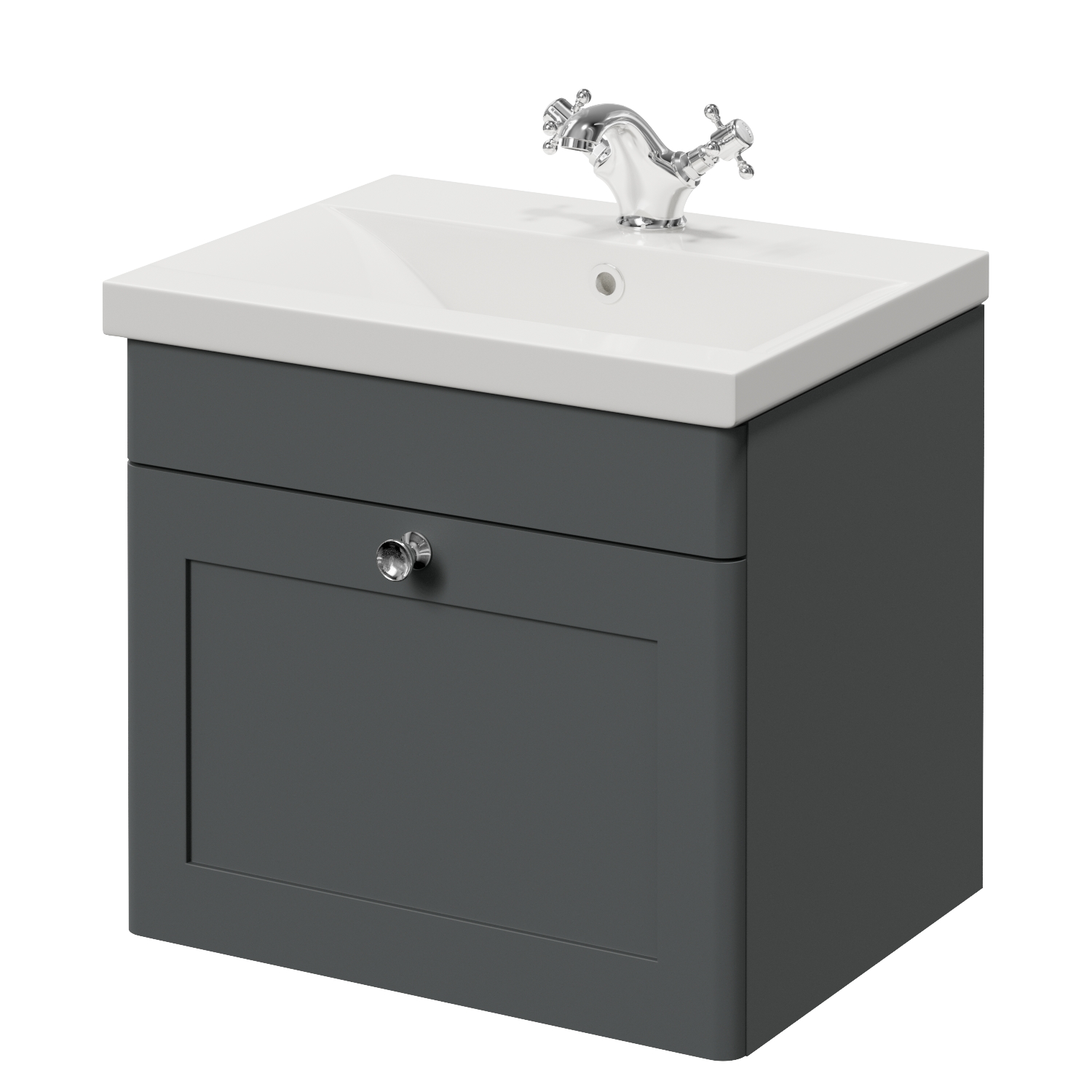 Danbury Wall Mounted Single Drawer Vanity Unit with Glide Basin