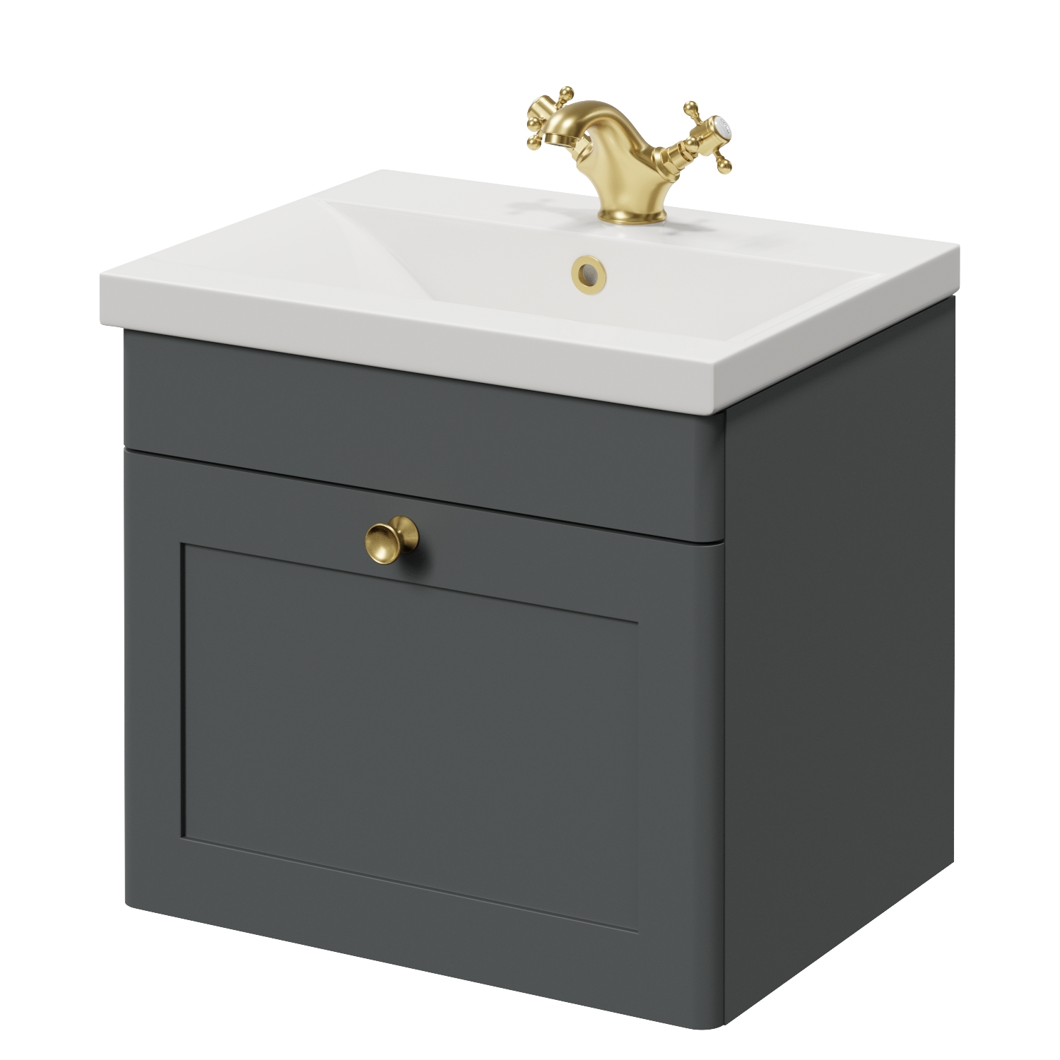 Danbury Wall Mounted Single Drawer Vanity Unit with Glide Basin