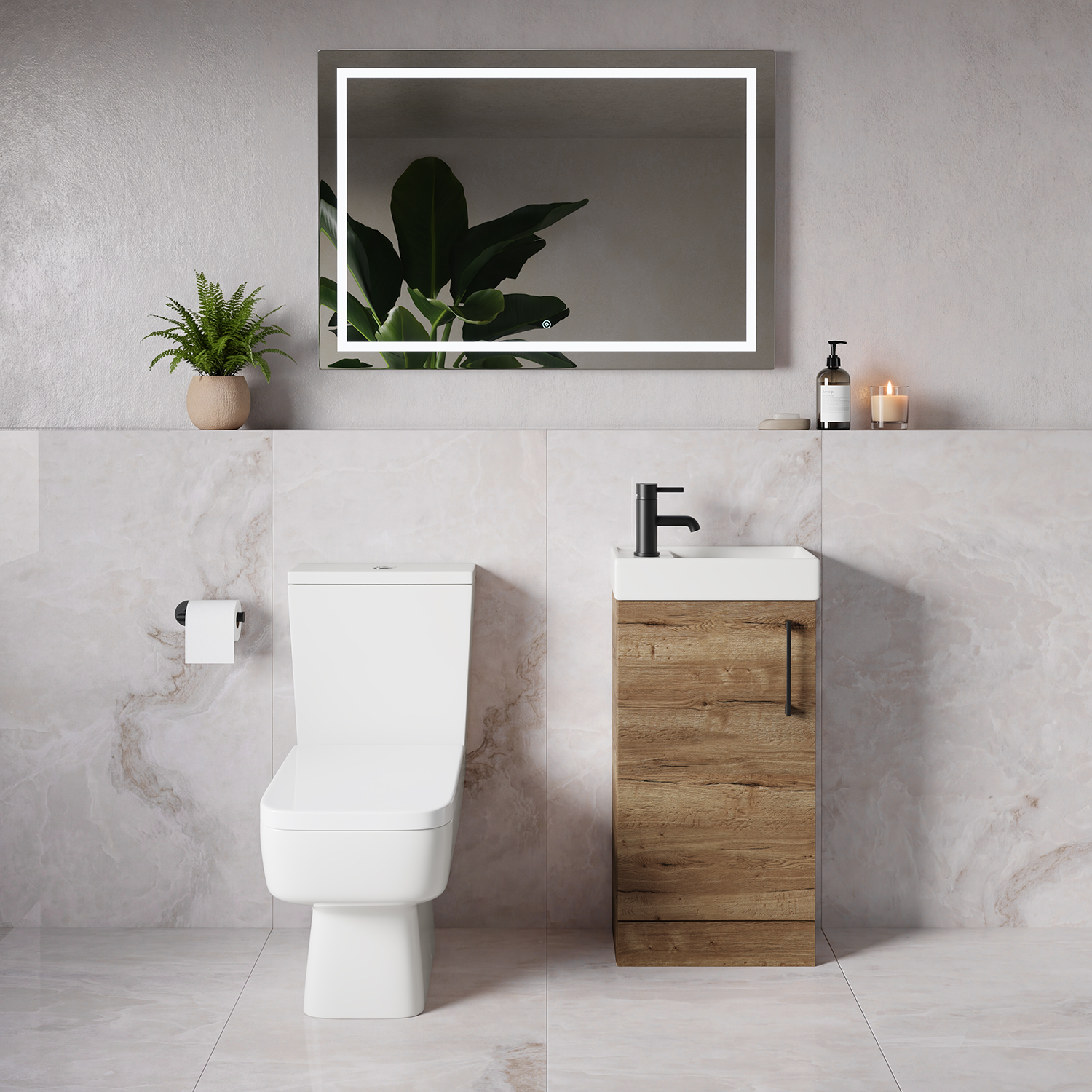 Napoli Cube Single Door Vanity Unit and Toilet Suite with Align Basin