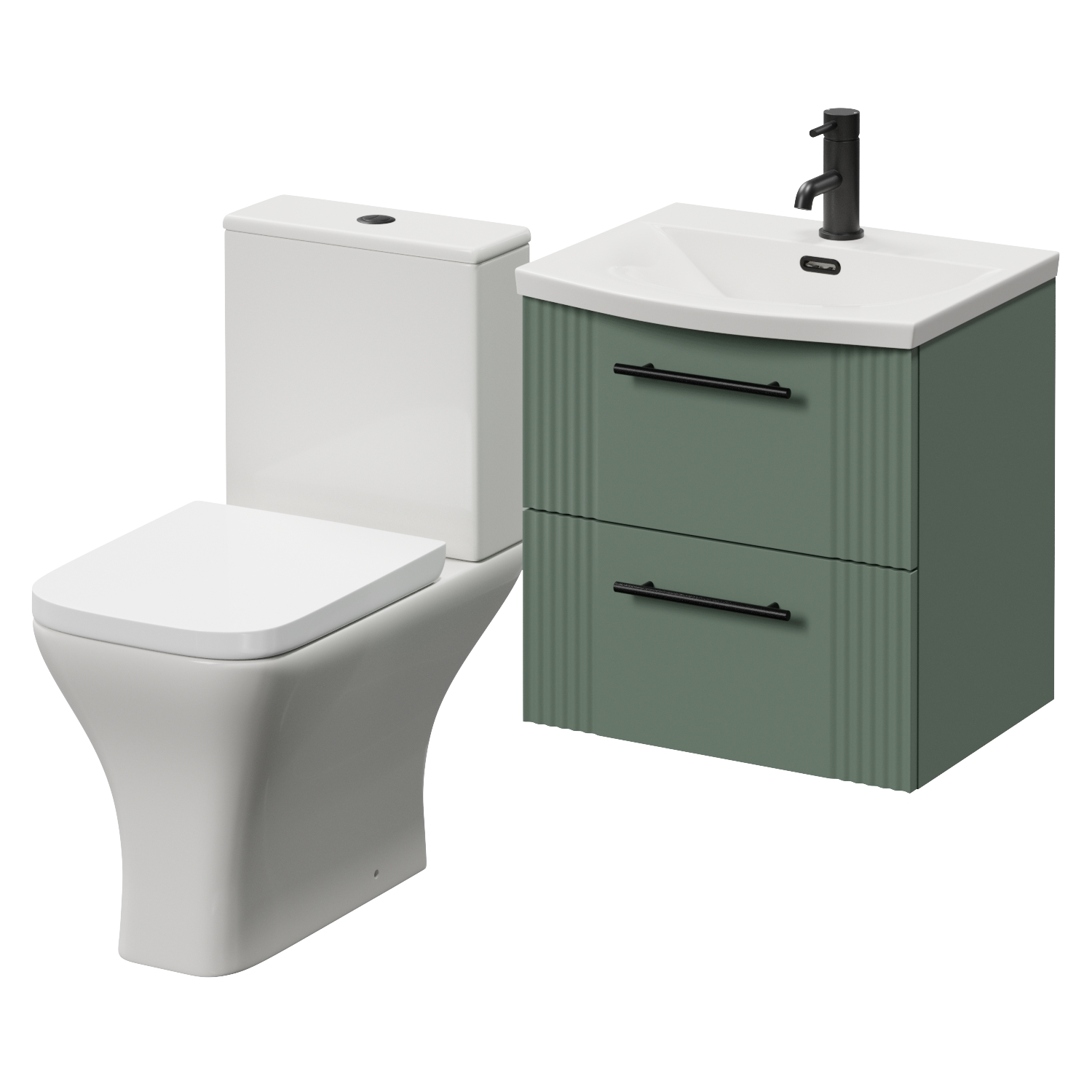 Avant Wall Mounted 2 Drawer Vanity Unit and Kingston Toilet Suite with Arc Basin