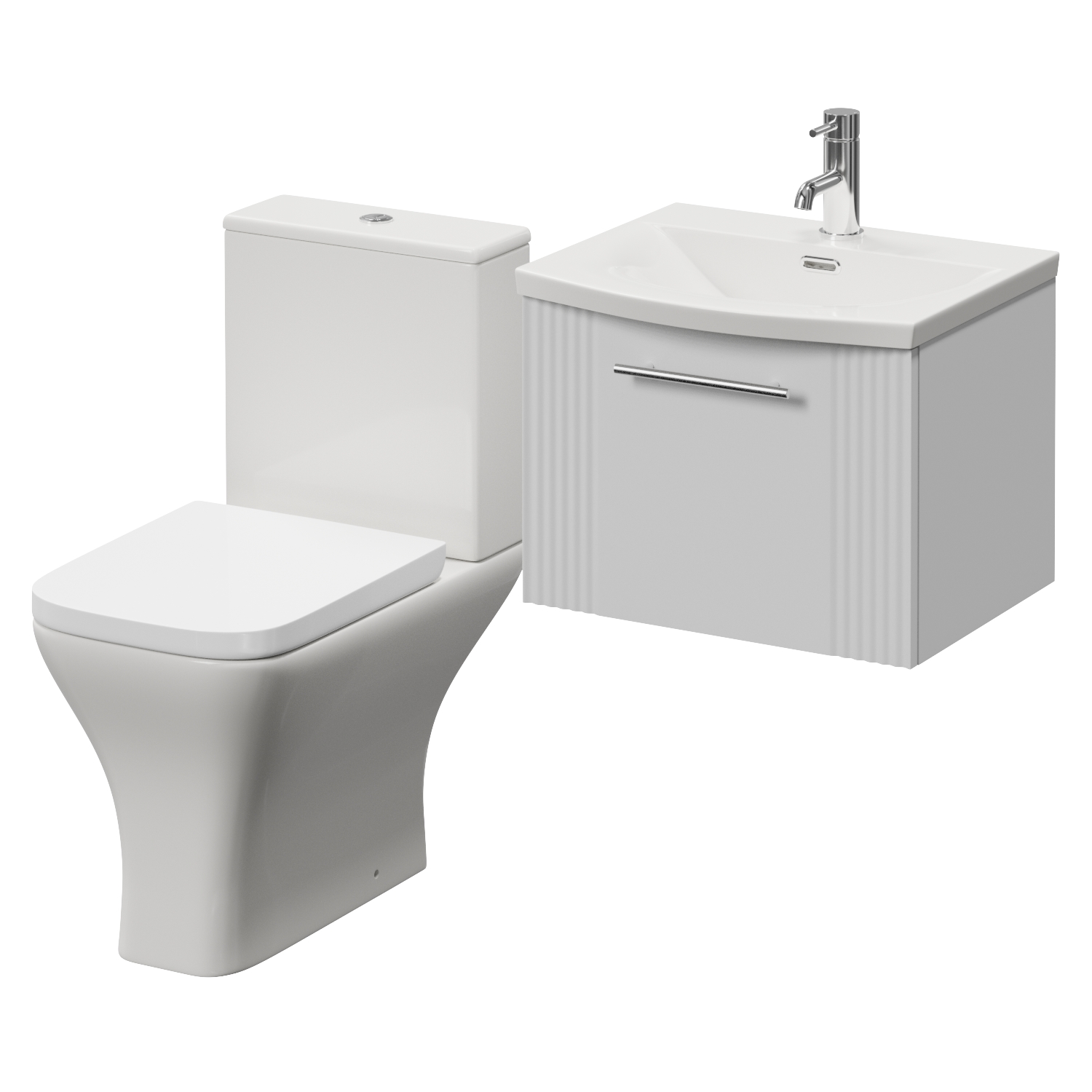 Avant Wall Mounted Single Drawer Vanity Unit and Kingston Toilet Suite with Arc Basin