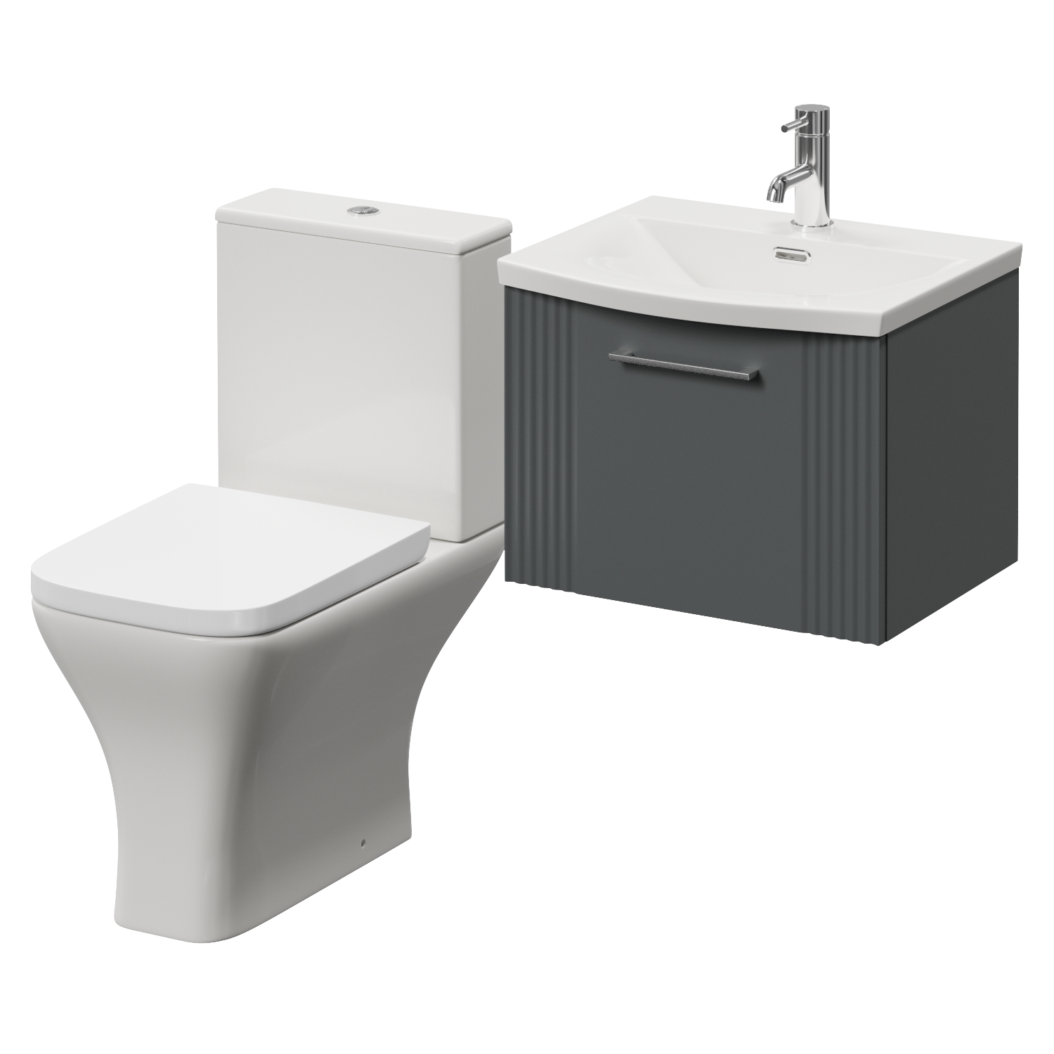 Avant Wall Mounted Single Drawer Vanity Unit and Kingston Toilet Suite with Arc Basin