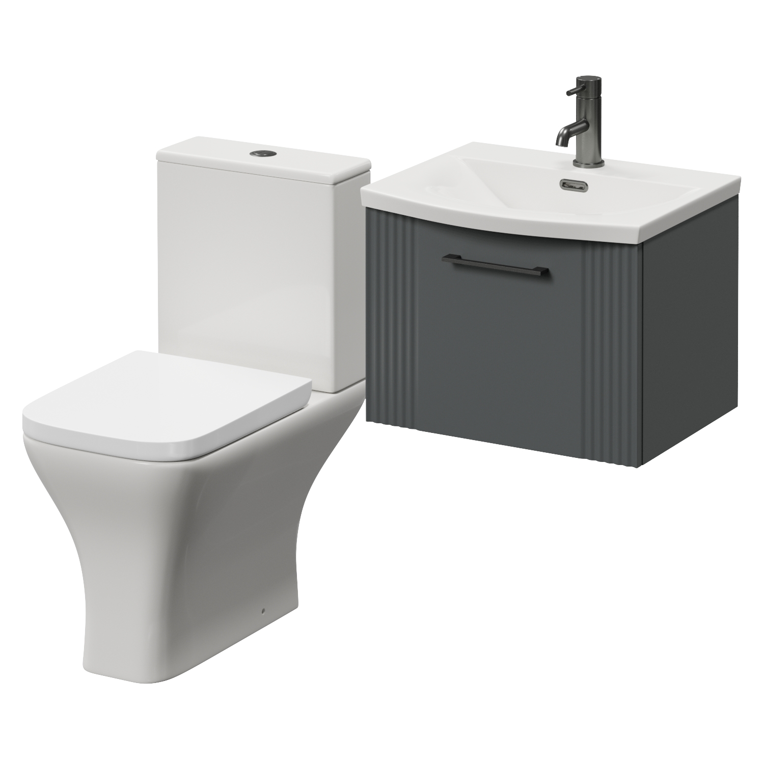 Avant Wall Mounted Single Drawer Vanity Unit and Kingston Toilet Suite with Arc Basin