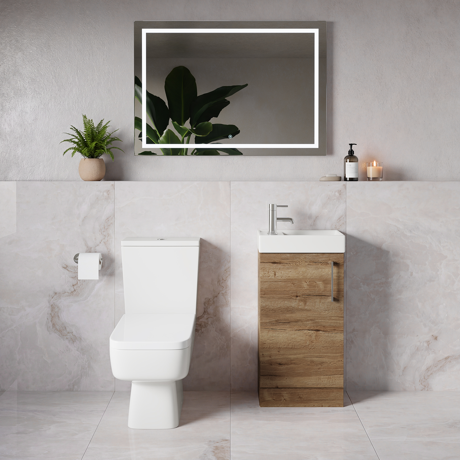 Napoli Cube Single Door Vanity Unit and Toilet Suite with Align Basin