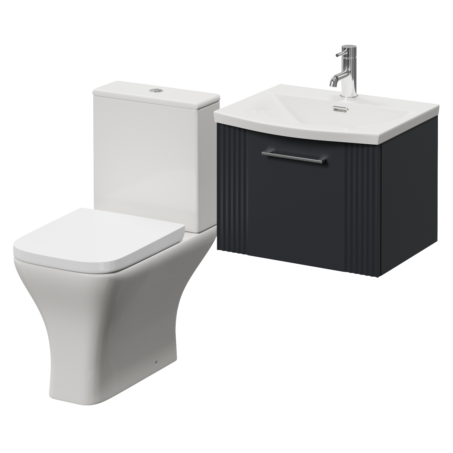 Avant Wall Mounted Single Drawer Vanity Unit and Kingston Toilet Suite with Arc Basin