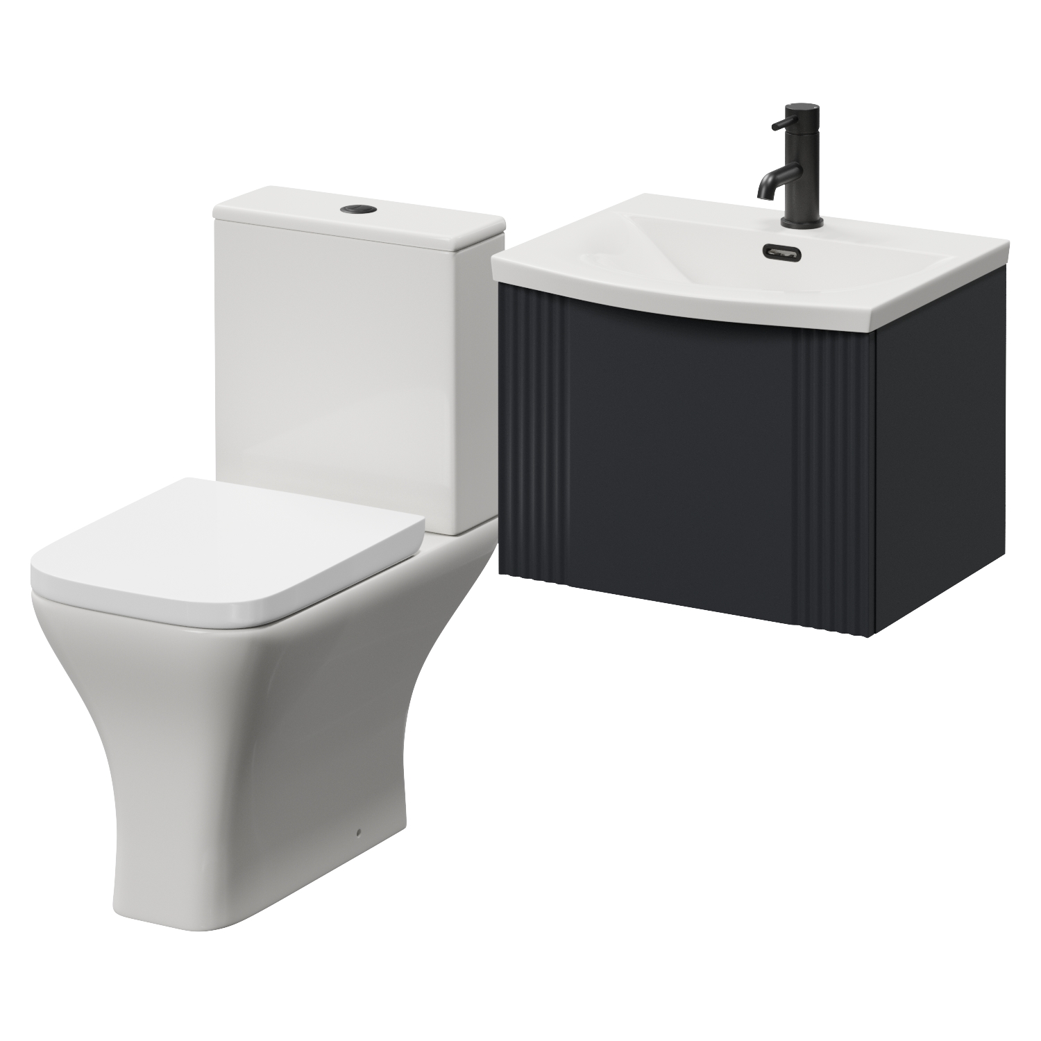 Avant Wall Mounted Single Drawer Vanity Unit and Kingston Toilet Suite with Arc Basin