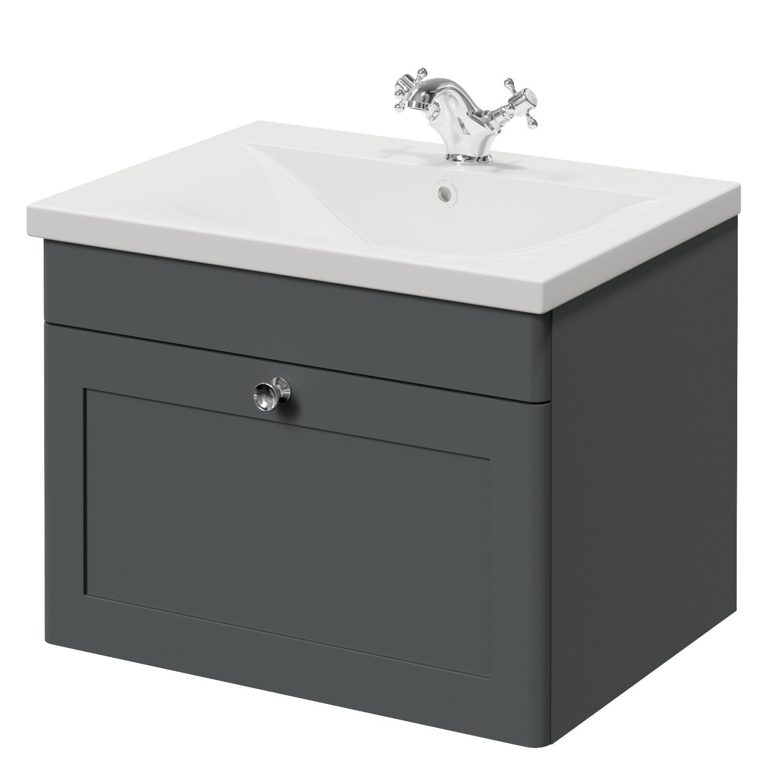 Danbury Wall Mounted Single Drawer Vanity Unit with Glide Basin