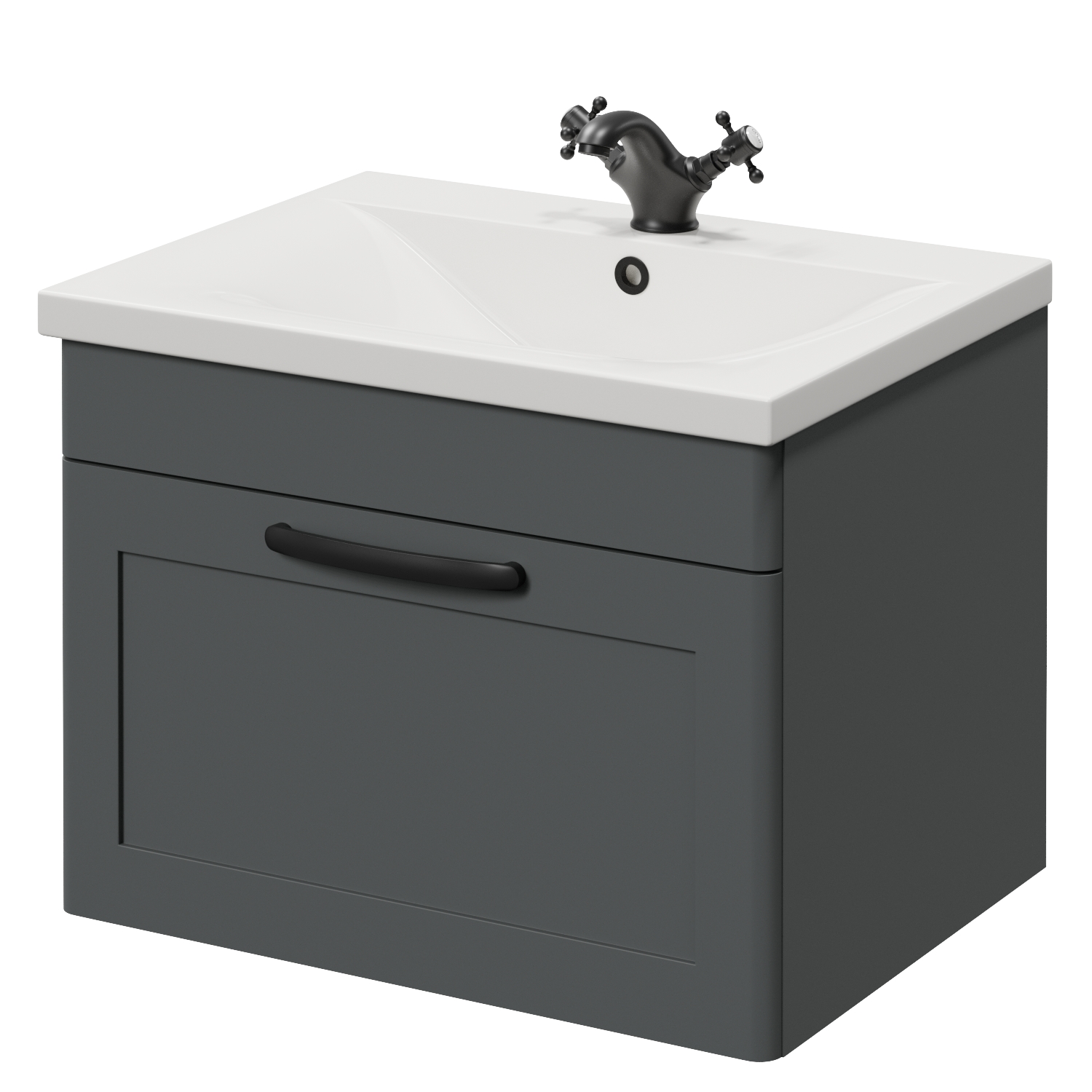 Danbury Wall Mounted Single Drawer Vanity Unit with Glide Basin