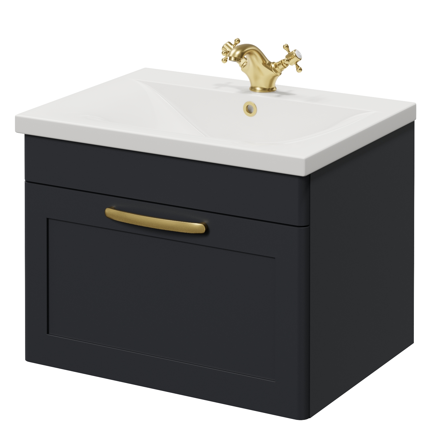 Danbury Wall Mounted Single Drawer Vanity Unit with Glide Basin