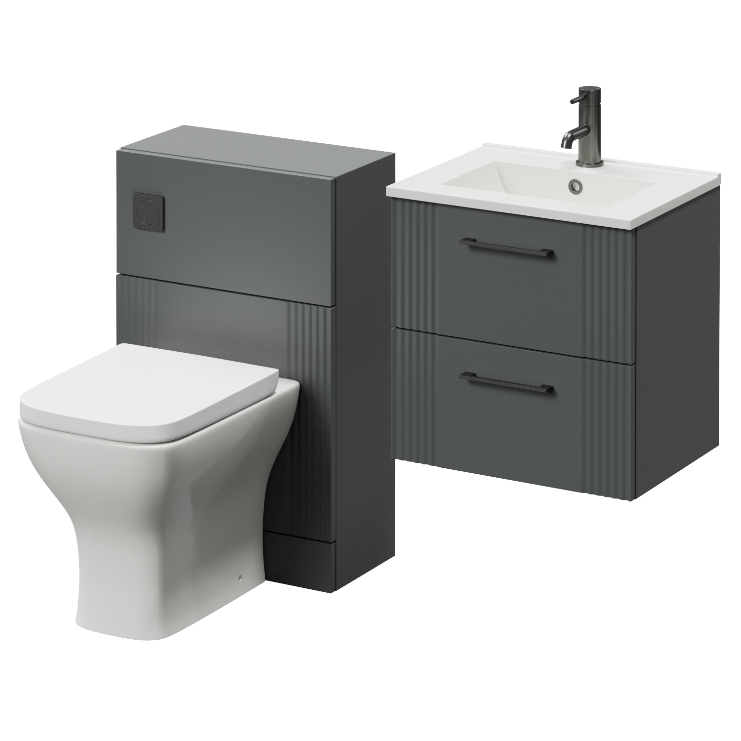 Avant Wall Mounted 2 Drawer Vanity Unit and Toilet Suite with Angel Basin
