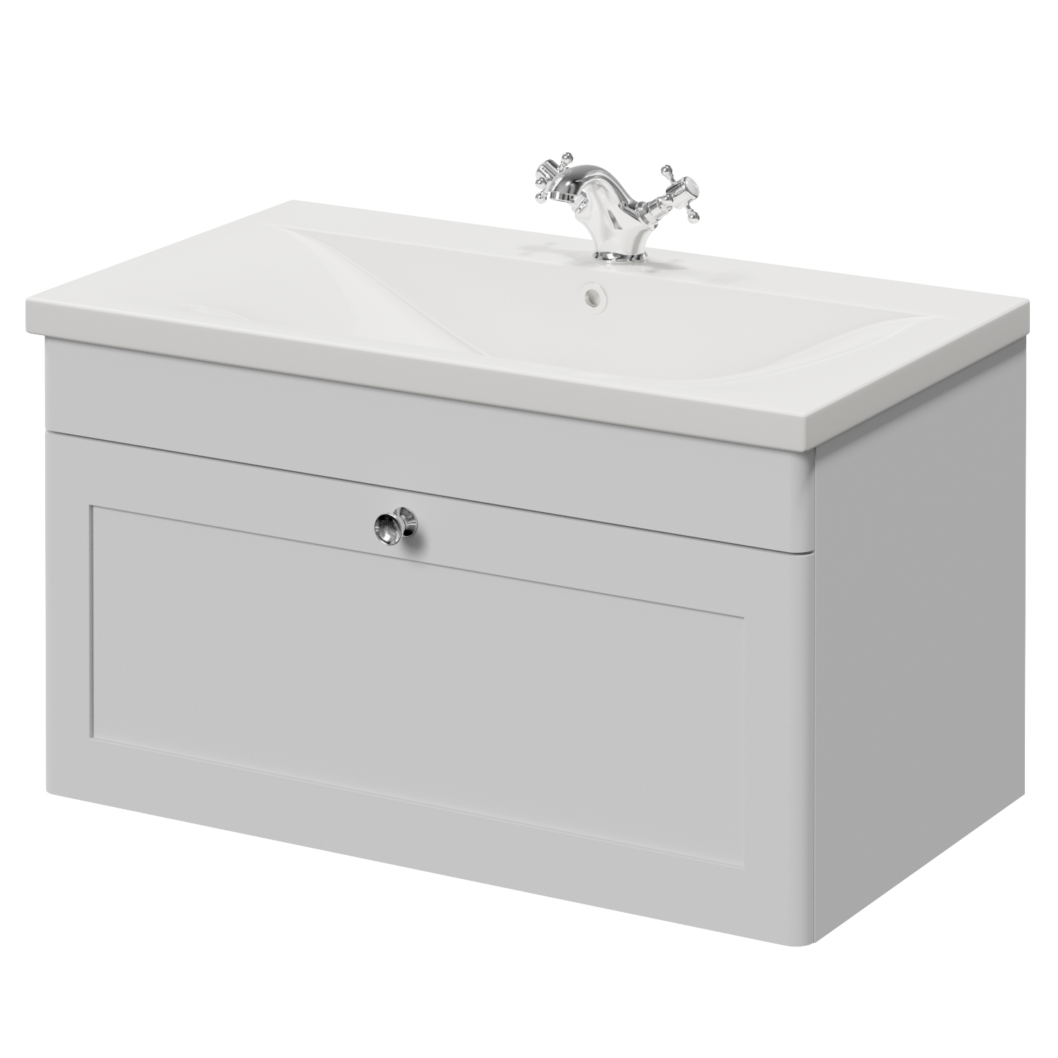 Danbury Wall Mounted Single Drawer Vanity Unit with Glide Basin