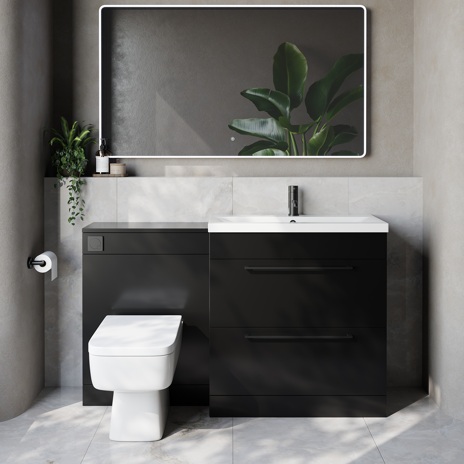 Napoli 390 Cento 2 Drawer Vanity Unit Toilet Suite with Glide Basin