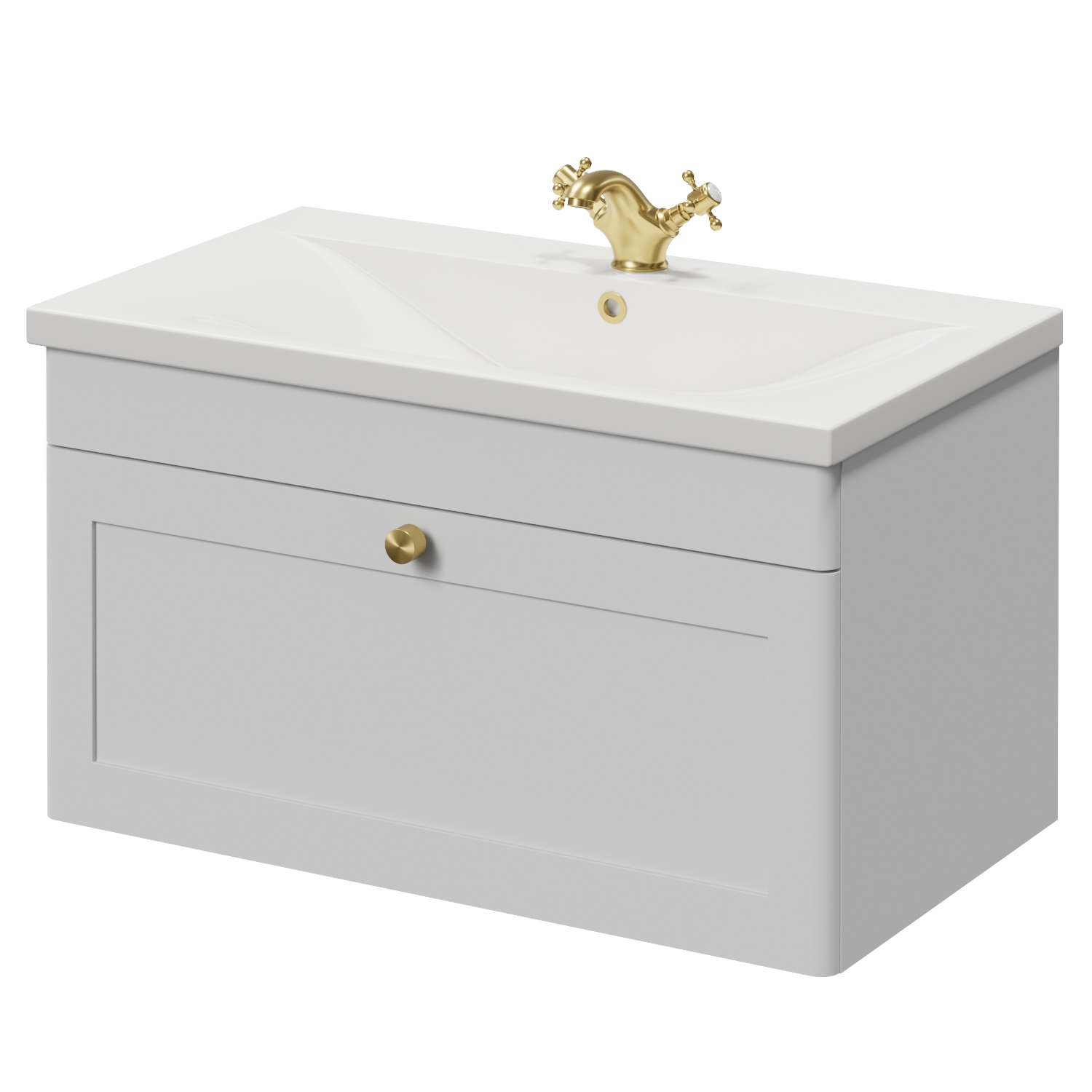 Danbury Wall Mounted Single Drawer Vanity Unit with Glide Basin