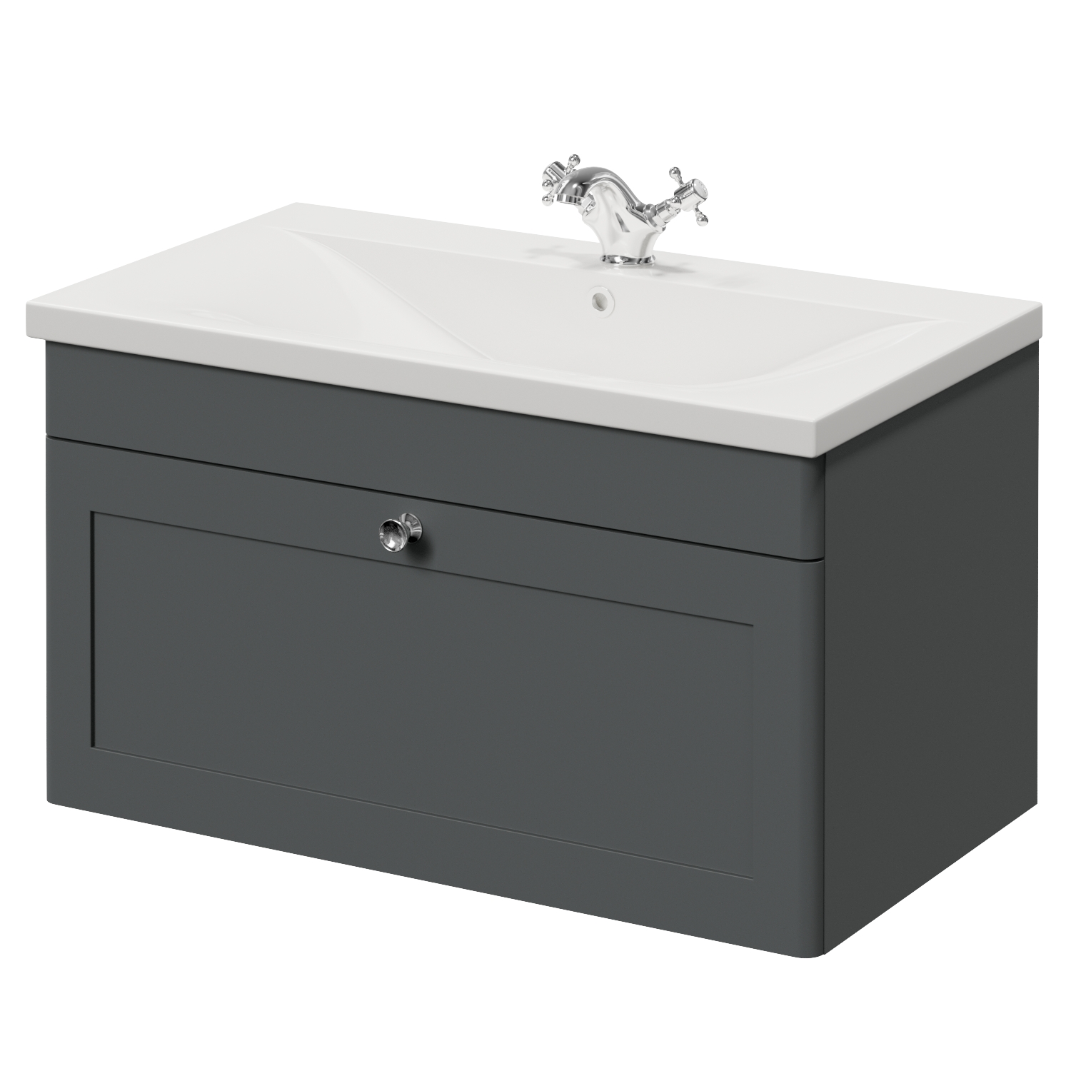 Danbury Wall Mounted Single Drawer Vanity Unit with Glide Basin