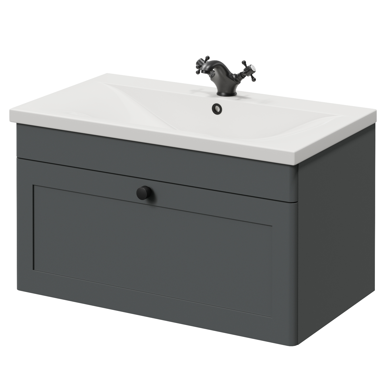 Danbury Wall Mounted Single Drawer Vanity Unit with Glide Basin