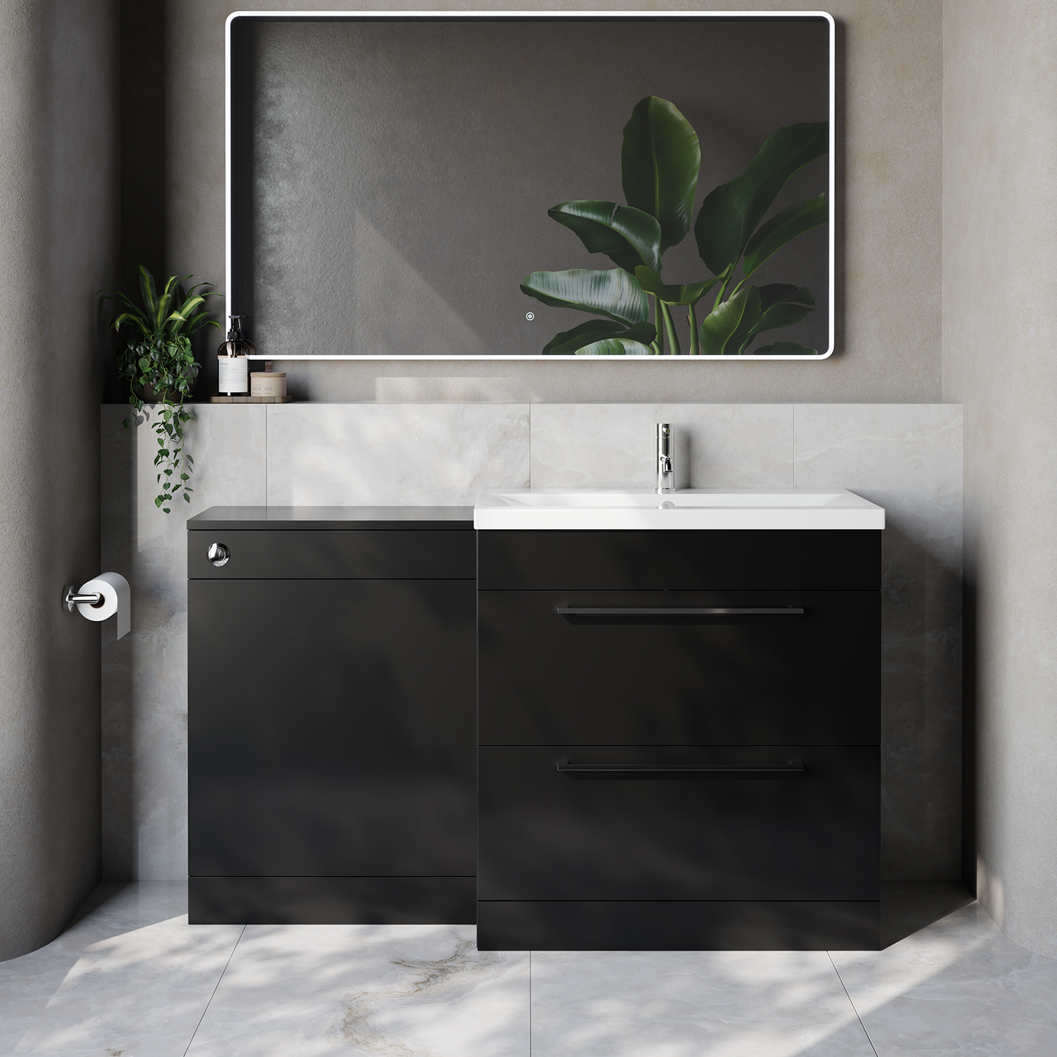 Napoli 390 Cento 2 Drawer Vanity Unit Toilet Suite with Glide Basin