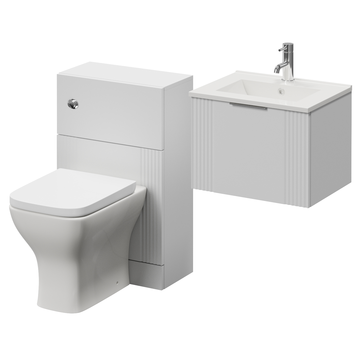 Avant Wall Mounted Single Drawer Vanity Unit and Toilet Suite with Angel Basin