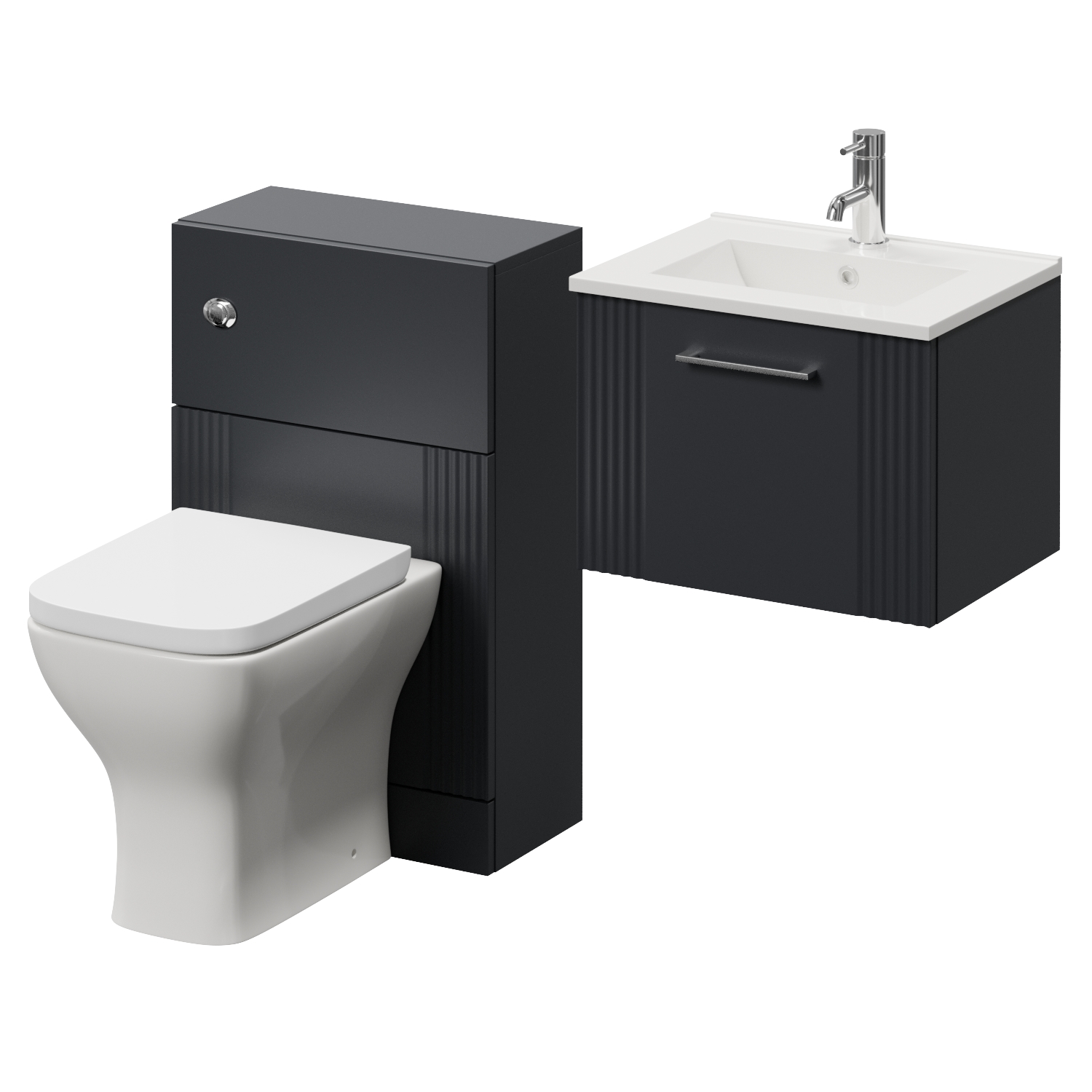 Avant Wall Mounted Single Drawer Vanity Unit and Toilet Suite with Angel Basin