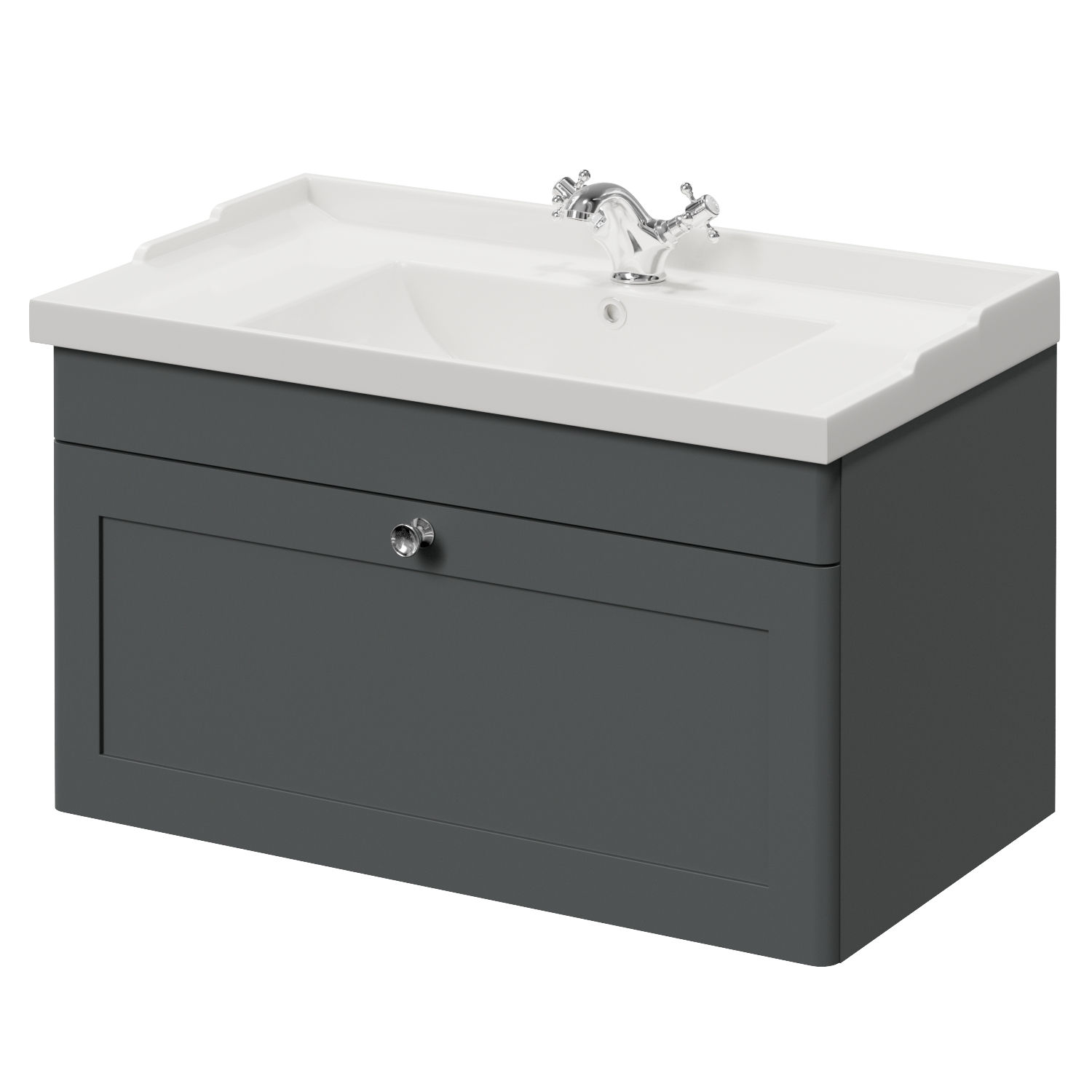 Danbury Wall Mounted Single Drawer Vanity Unit with Windsor Basin