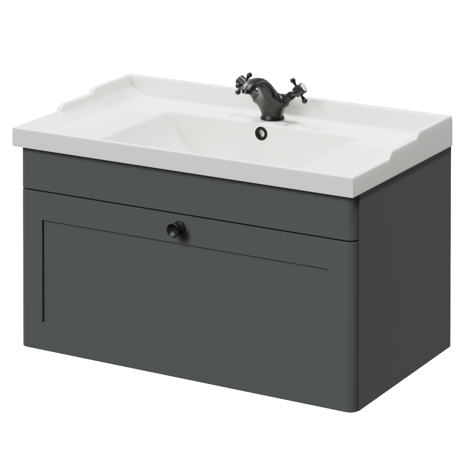 Danbury Wall Mounted Single Drawer Vanity Unit with Windsor Basin