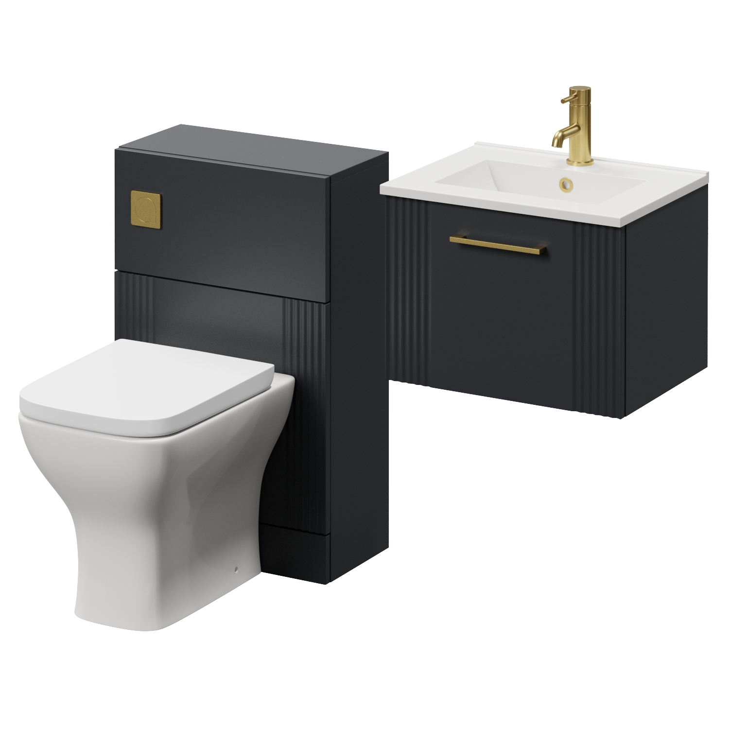 Avant Wall Mounted Single Drawer Vanity Unit and Toilet Suite with Angel Basin