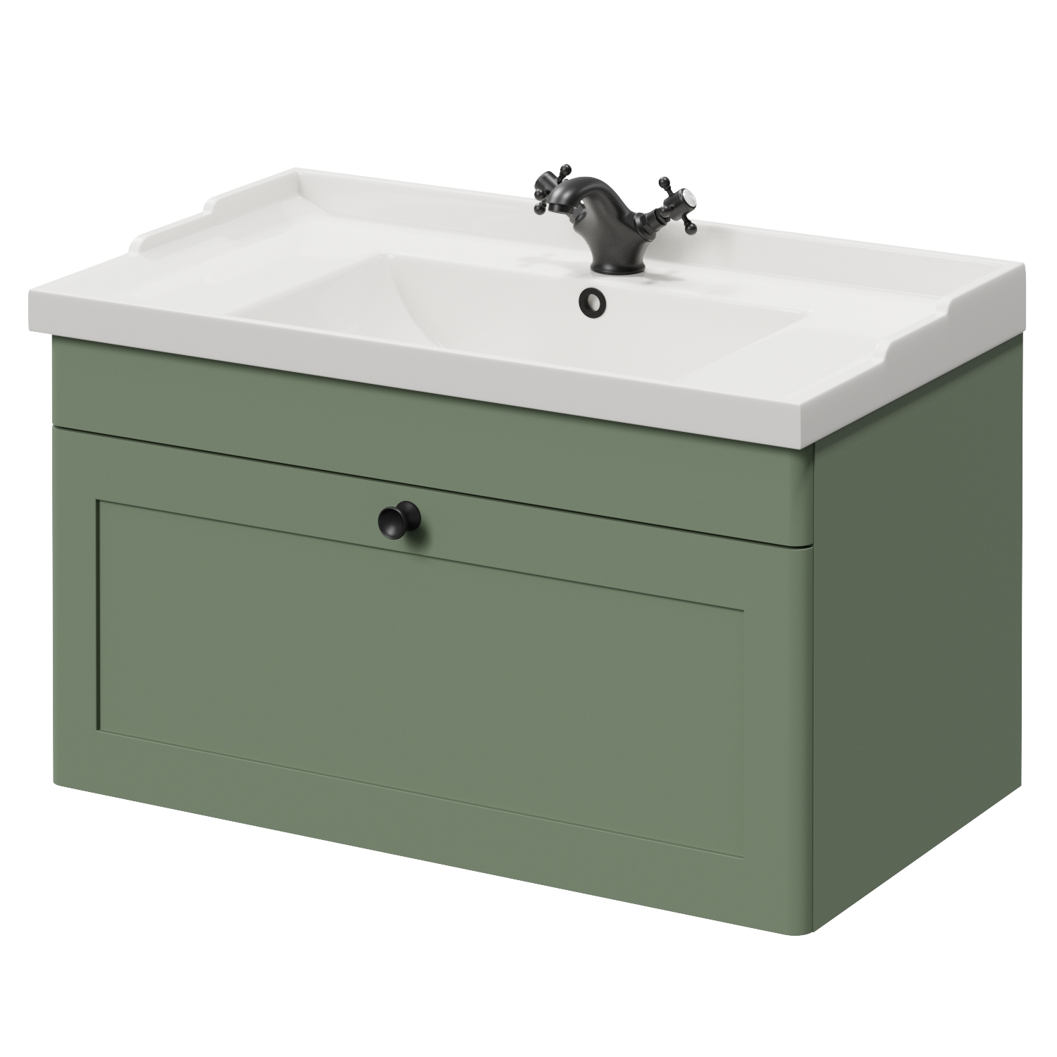 Danbury Wall Mounted Single Drawer Vanity Unit with Windsor Basin