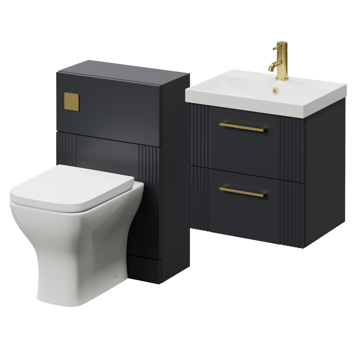 Avant Wall Mounted 2 Drawer Vanity Unit and Toilet Suite with Rimini Basin