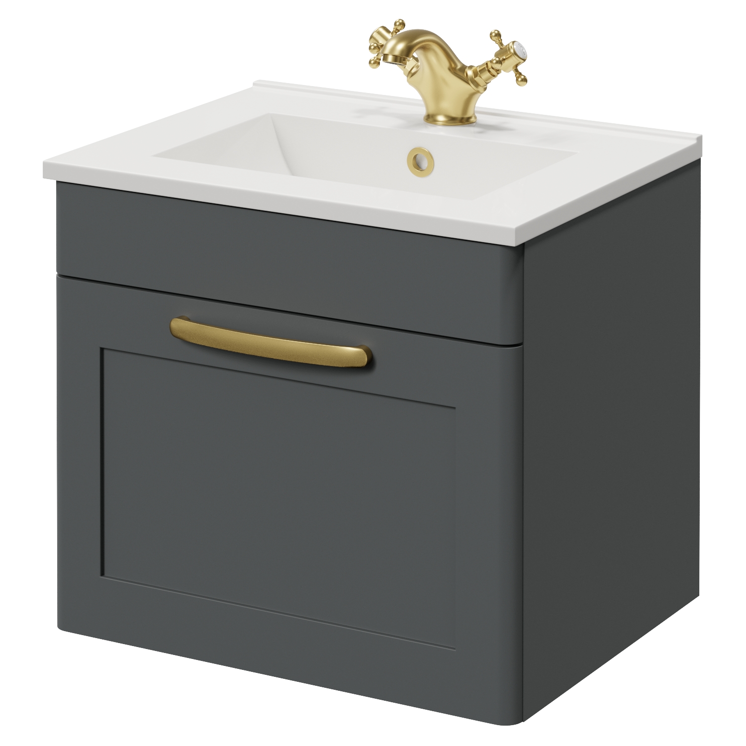 Danbury Wall Mounted Vanity Single Drawer Vanity Unit with Angel Basin