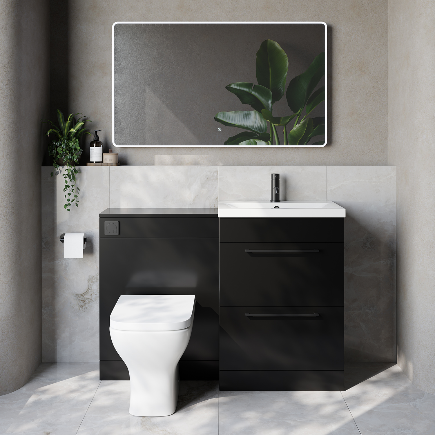 Napoli 390 Cento 2 Drawer Vanity Unit Toilet Suite with Glide Basin