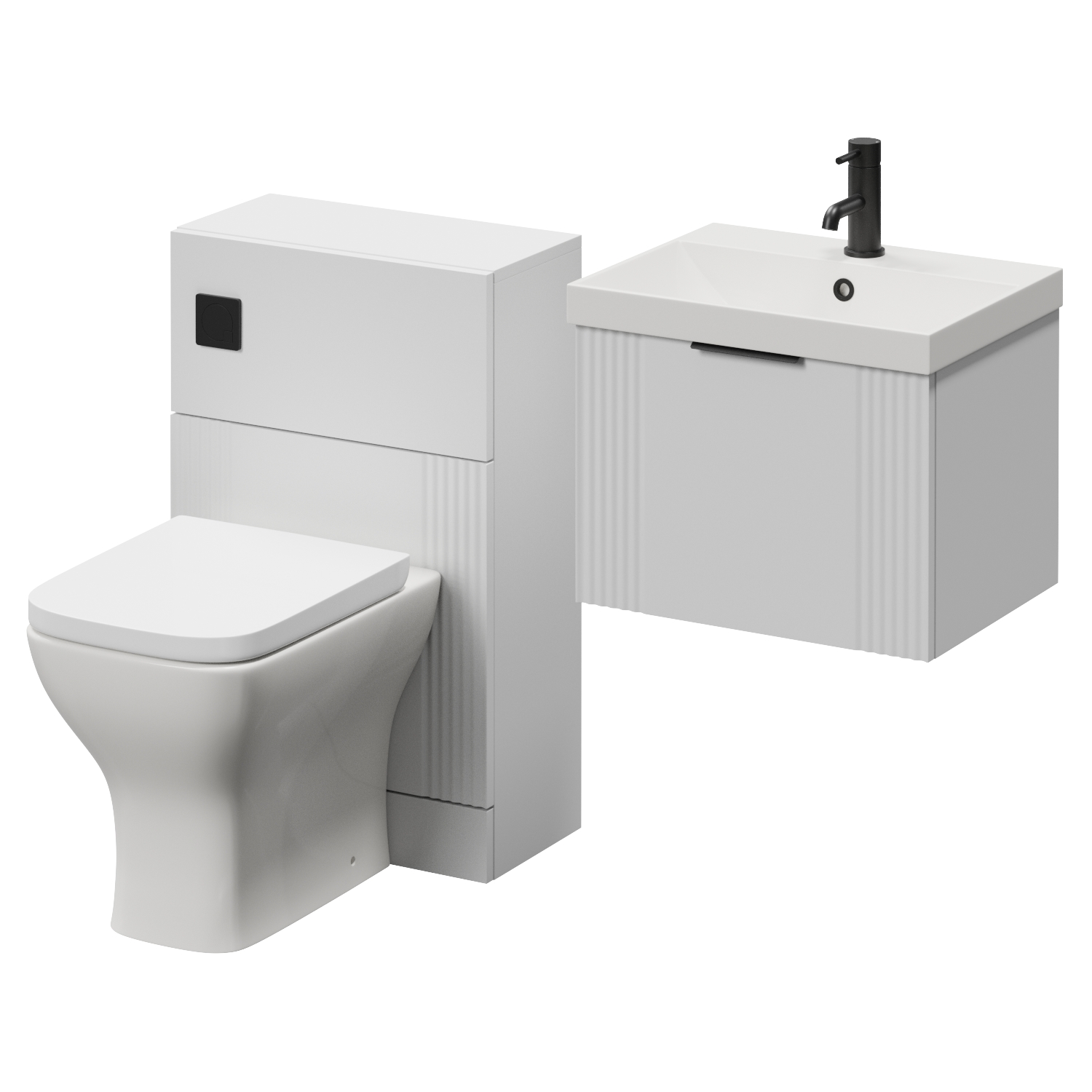 Avant Wall Mounted Single Drawer Vanity Unit and Toilet Suite with Rimini Basin