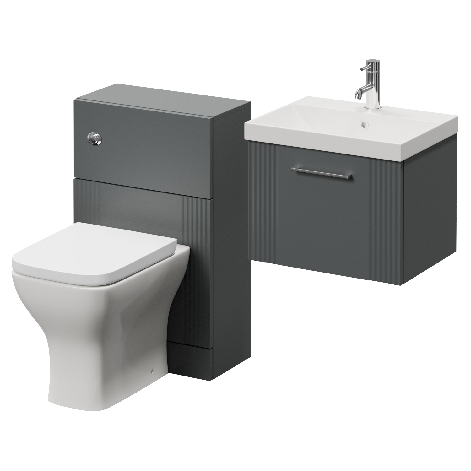 Avant Wall Mounted Single Drawer Vanity Unit and Toilet Suite with Rimini Basin