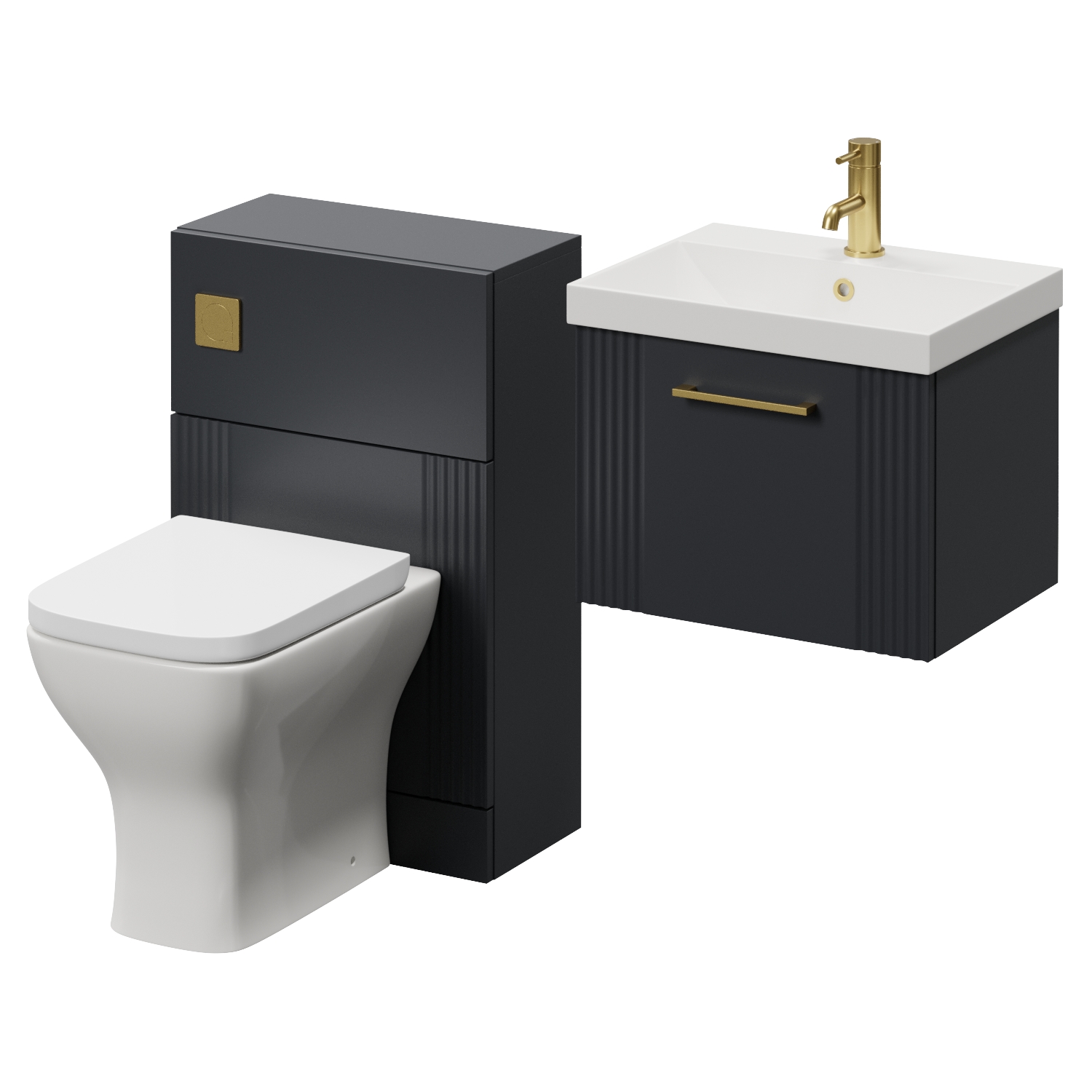Avant Wall Mounted Single Drawer Vanity Unit and Toilet Suite with Rimini Basin