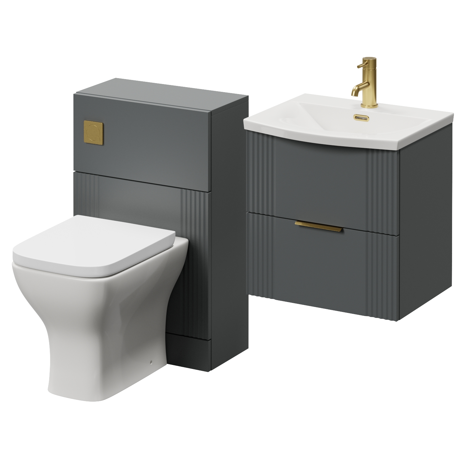 Avant Wall Mounted 2 Drawer Vanity Unit and Toilet Suite with Arc Basin