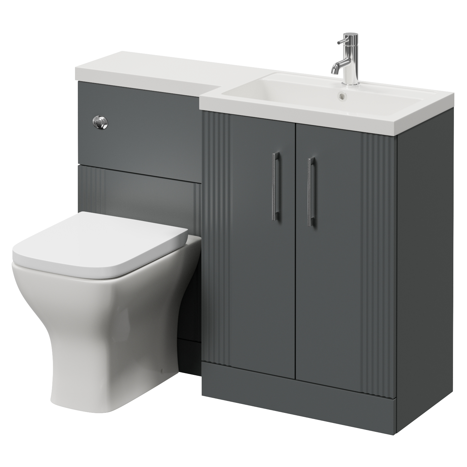Avant 2 Door Vanity Unit Toilet Suite with Right Hand Square Lucia Basin