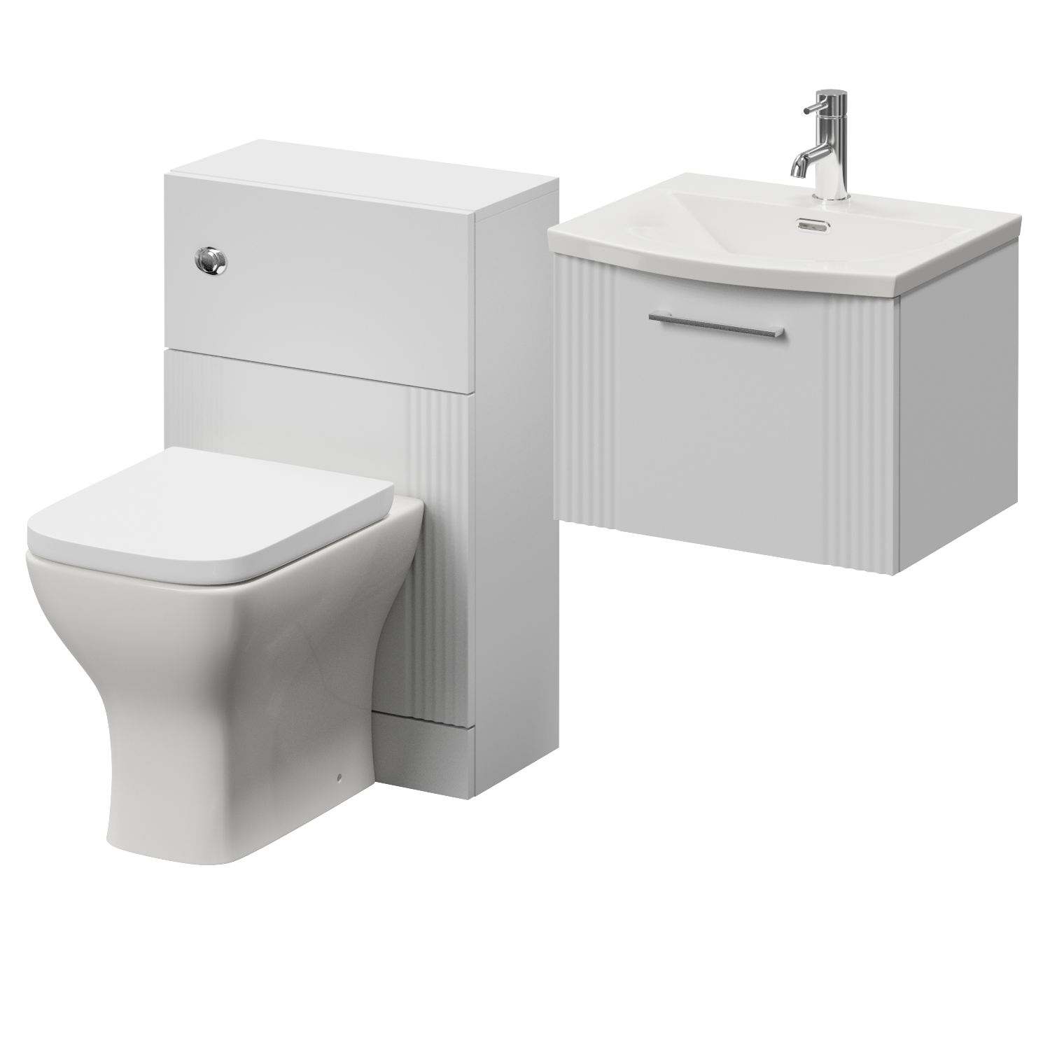 Avant Wall Mounted Single Drawer Vanity Unit and Toilet Suite with Arc Basin