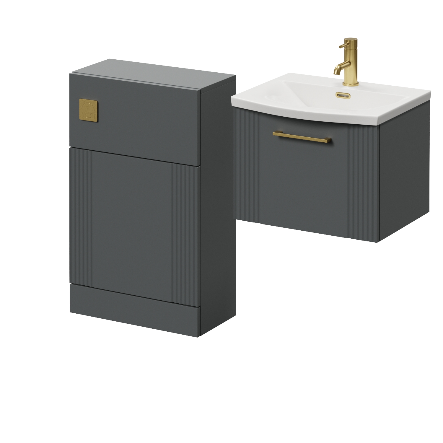 Avant Wall Mounted Single Drawer Vanity Unit and Toilet Suite with Arc Basin