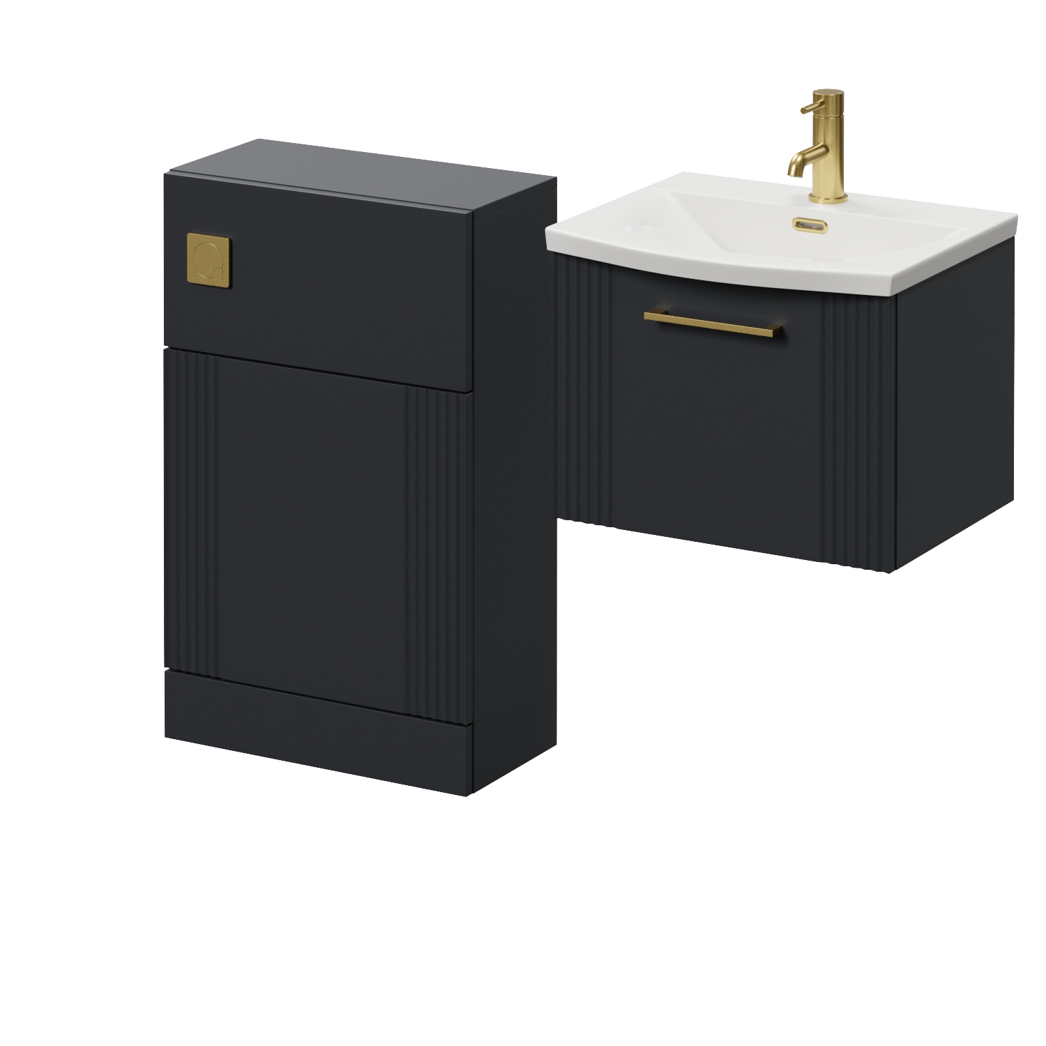 Avant Wall Mounted Single Drawer Vanity Unit and Toilet Suite with Arc Basin