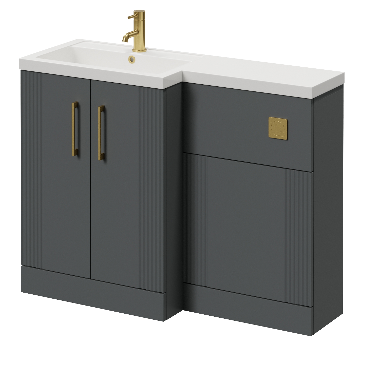 Avant 2 Door Vanity Unit Toilet Suite with Left Hand Square Lucia Basin