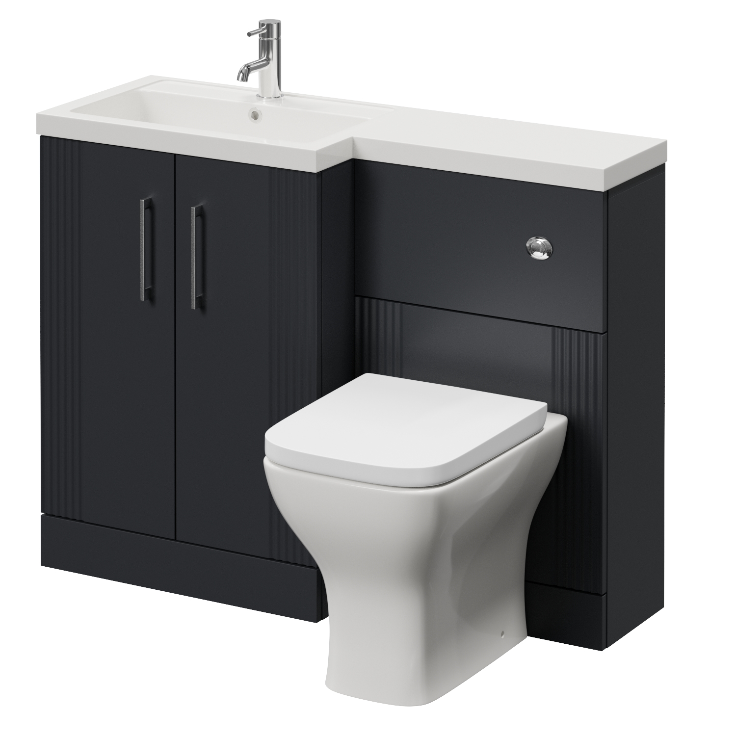 Avant 2 Door Vanity Unit Toilet Suite with Left Hand Square Lucia Basin