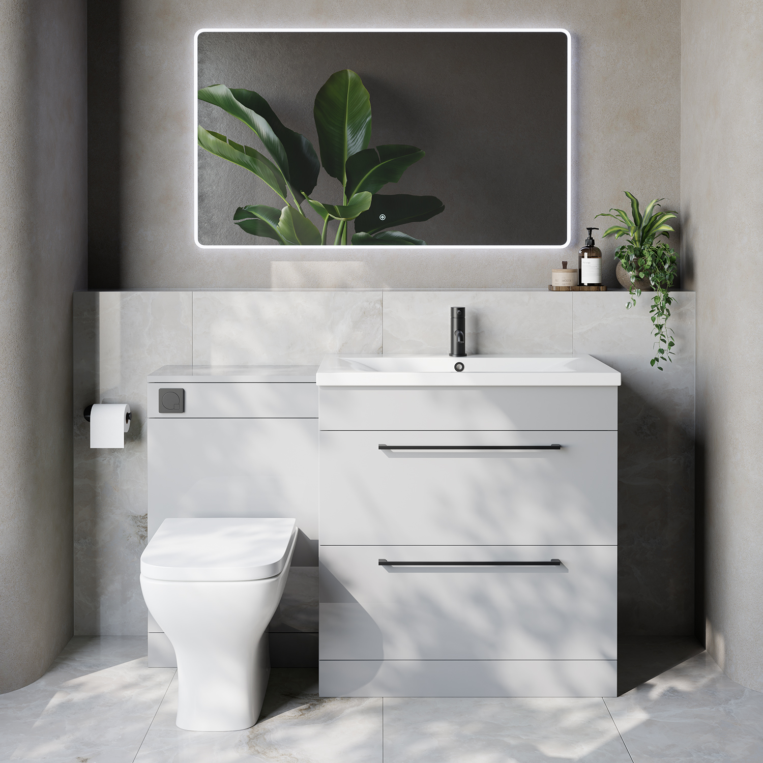 Napoli 460 2 Drawer Vanity Unit Toilet Suite with Glide Basin