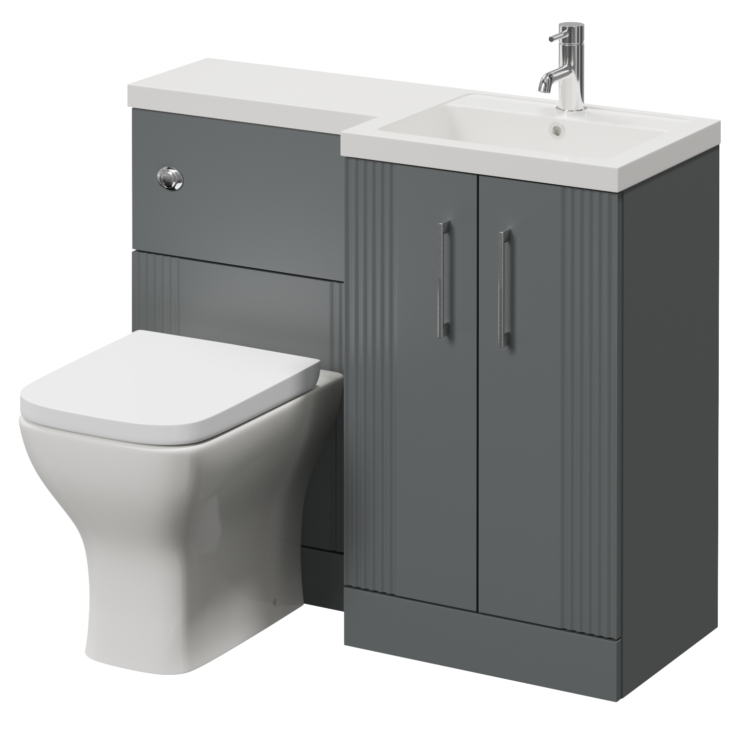 Avant 2 Door Vanity Unit Toilet Suite with Right Hand Square Lucia Basin