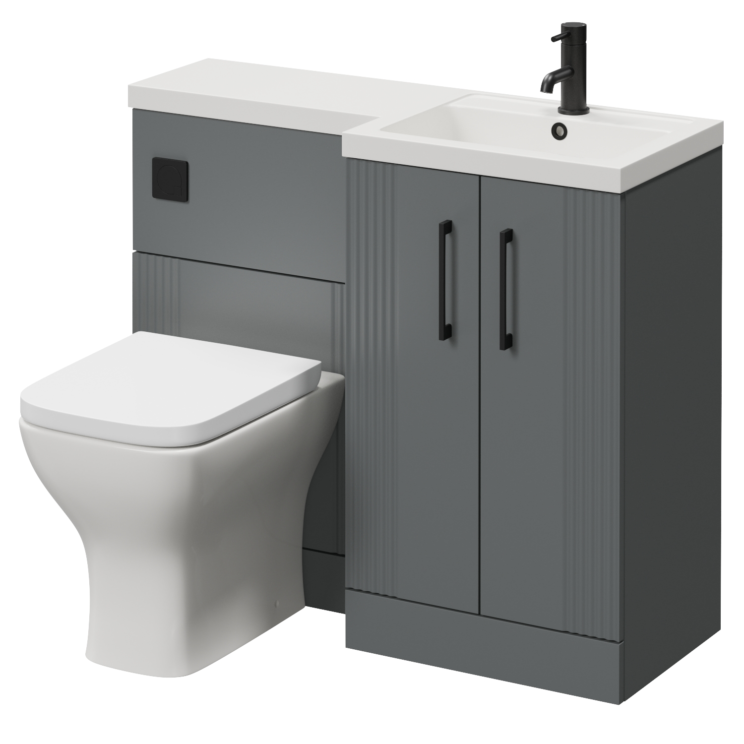 Avant 2 Door Vanity Unit Toilet Suite with Right Hand Square Lucia Basin