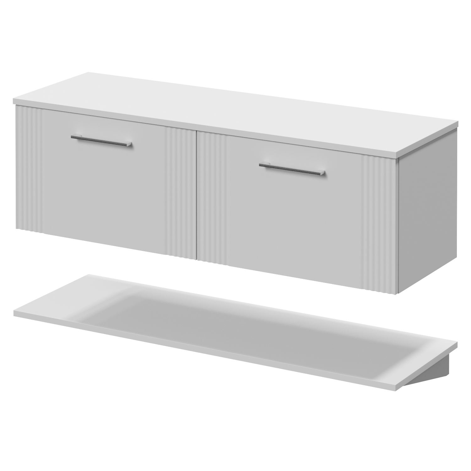 Avant Wall Mounted Single Drawer Vanity Unit for Countertop Basins with Storage Shelf