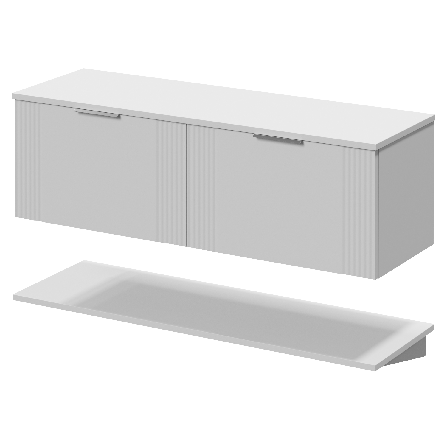 Avant Wall Mounted Single Drawer Vanity Unit for Countertop Basins with Storage Shelf