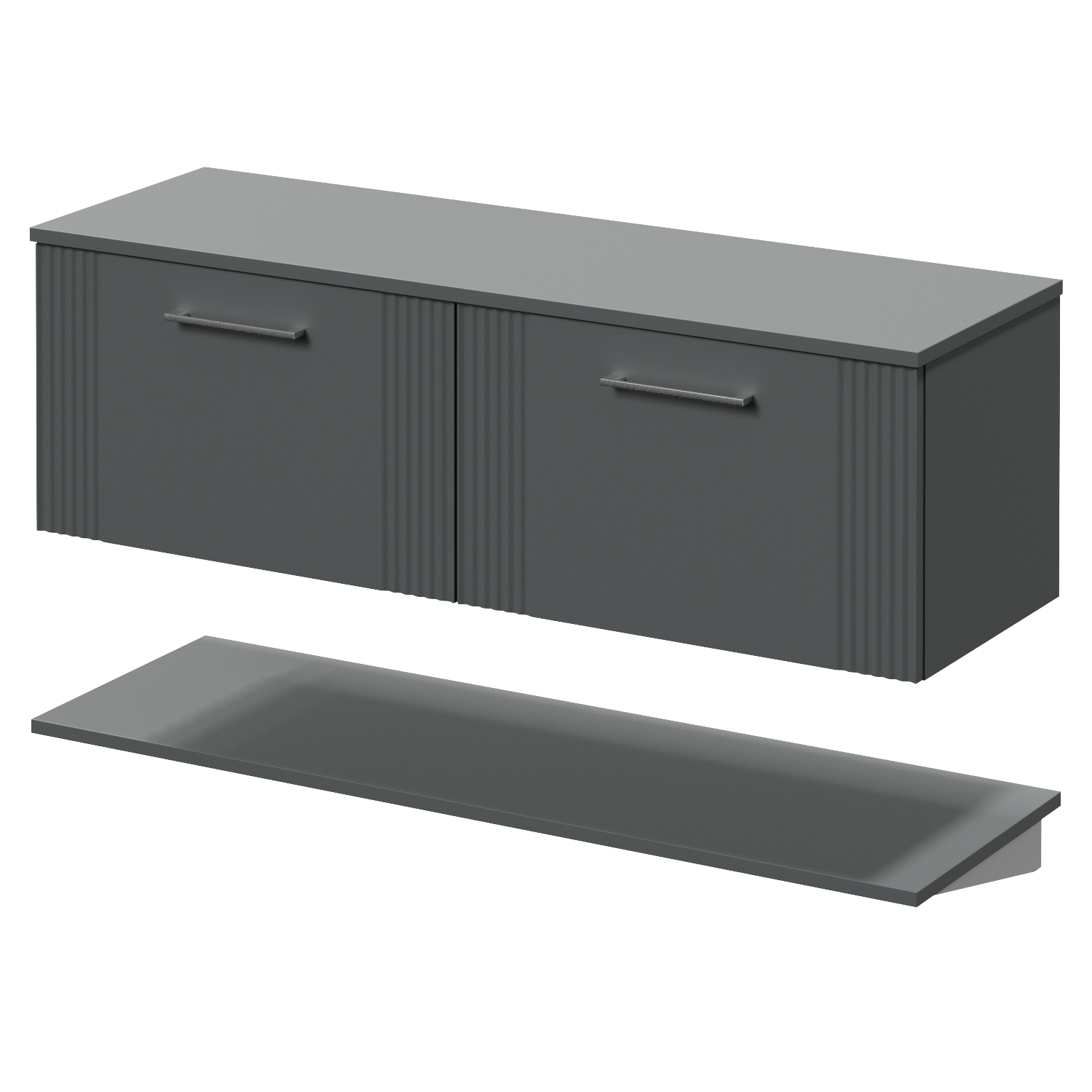 Avant Wall Mounted Single Drawer Vanity Unit for Countertop Basins with Storage Shelf