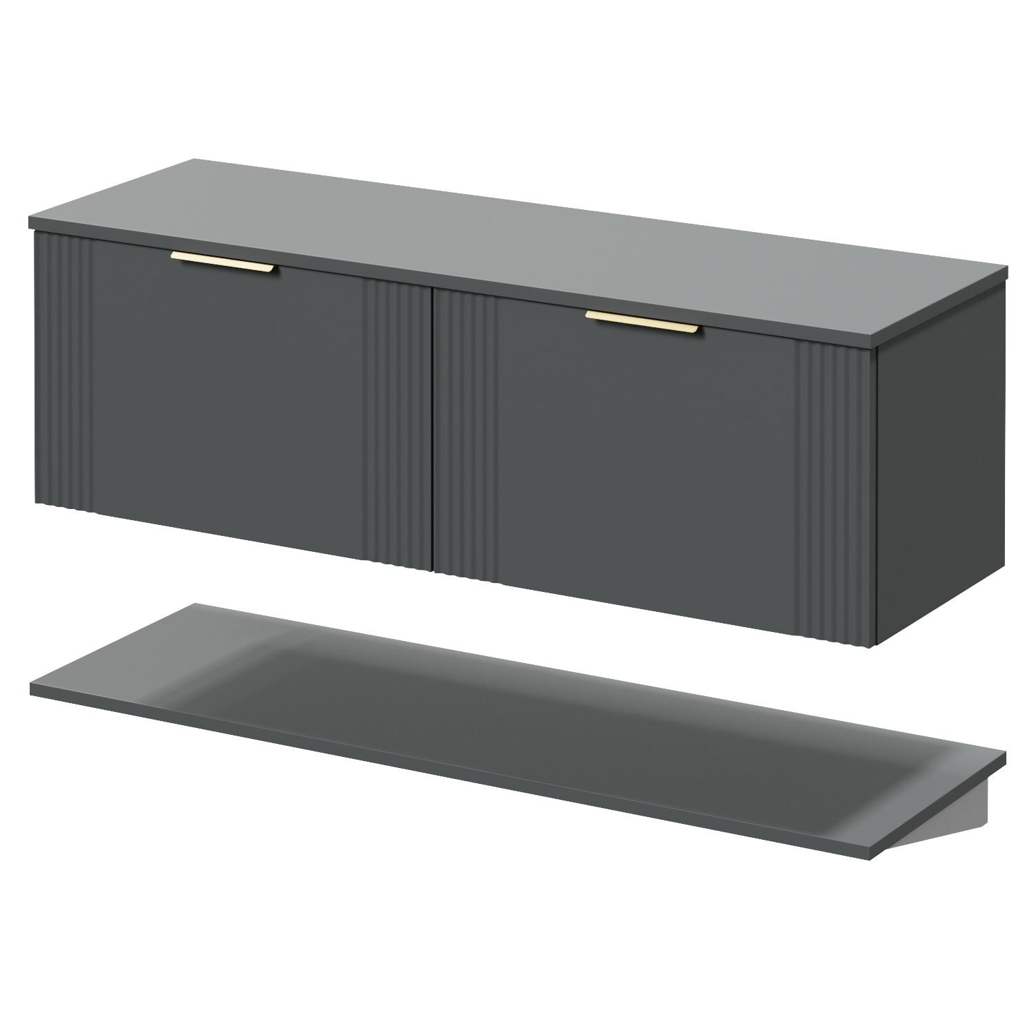 Avant Wall Mounted Single Drawer Vanity Unit for Countertop Basins with Storage Shelf