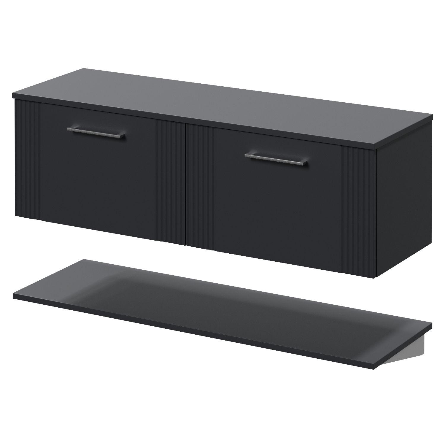 Avant Wall Mounted Single Drawer Vanity Unit for Countertop Basins with Storage Shelf
