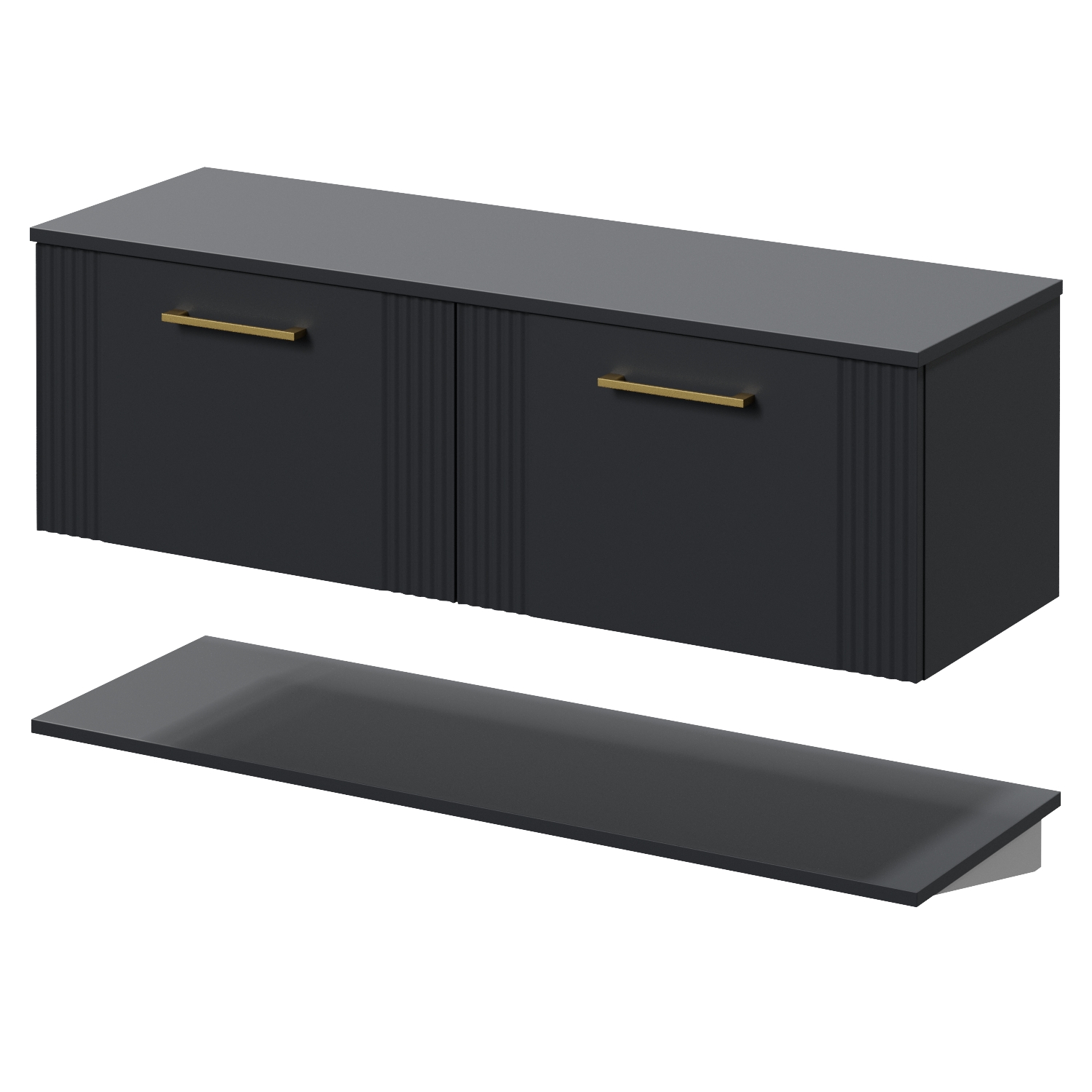Avant Wall Mounted Single Drawer Vanity Unit for Countertop Basins with Storage Shelf