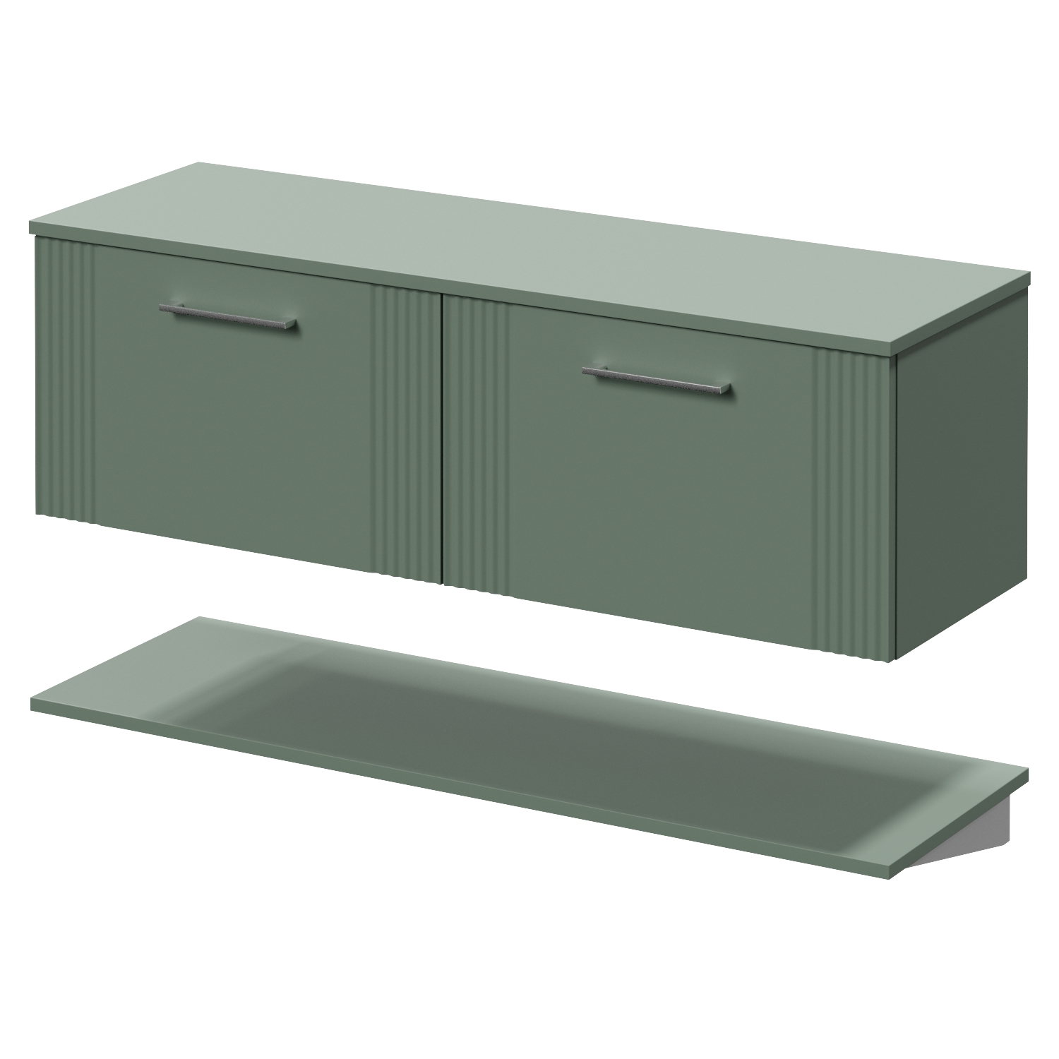 Avant Wall Mounted Single Drawer Vanity Unit for Countertop Basins with Storage Shelf