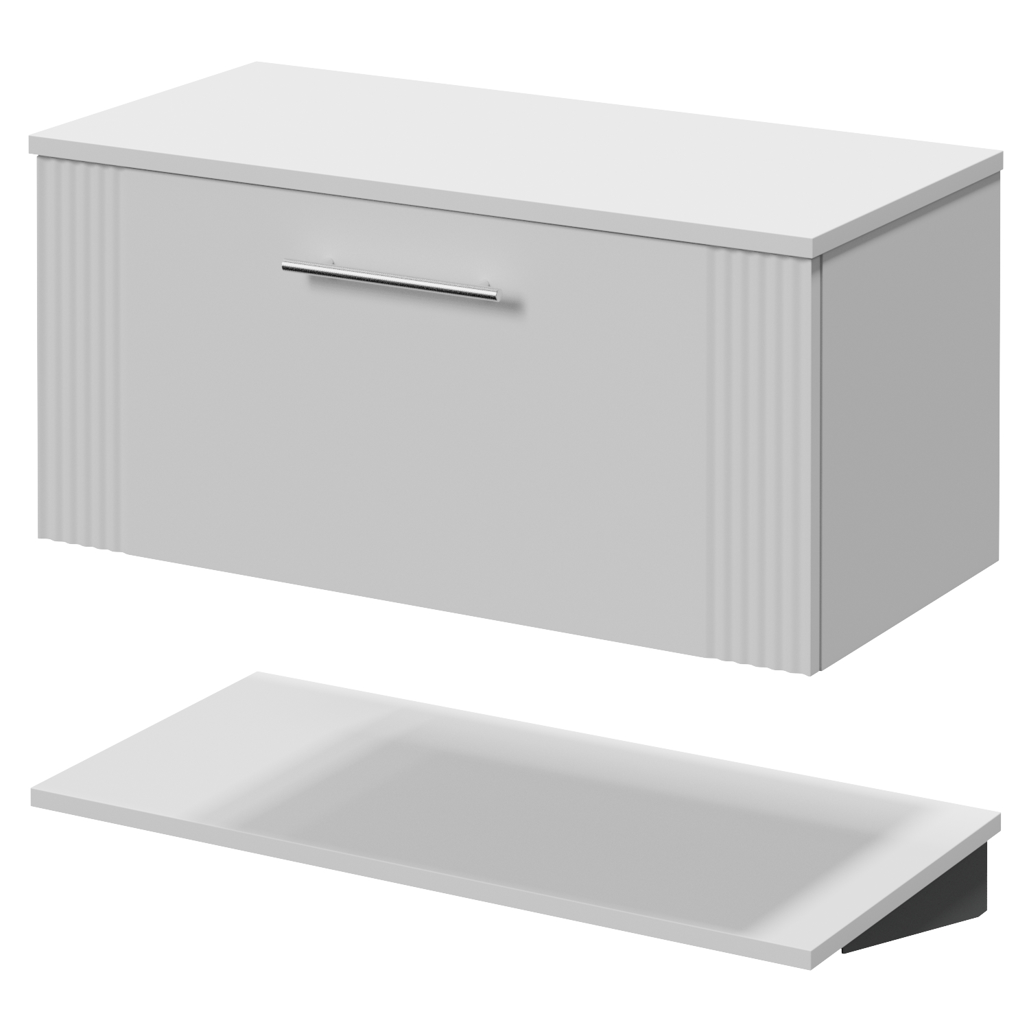 Avant Wall Mounted Single Drawer Vanity Unit for Countertop Basins with Storage Shelf
